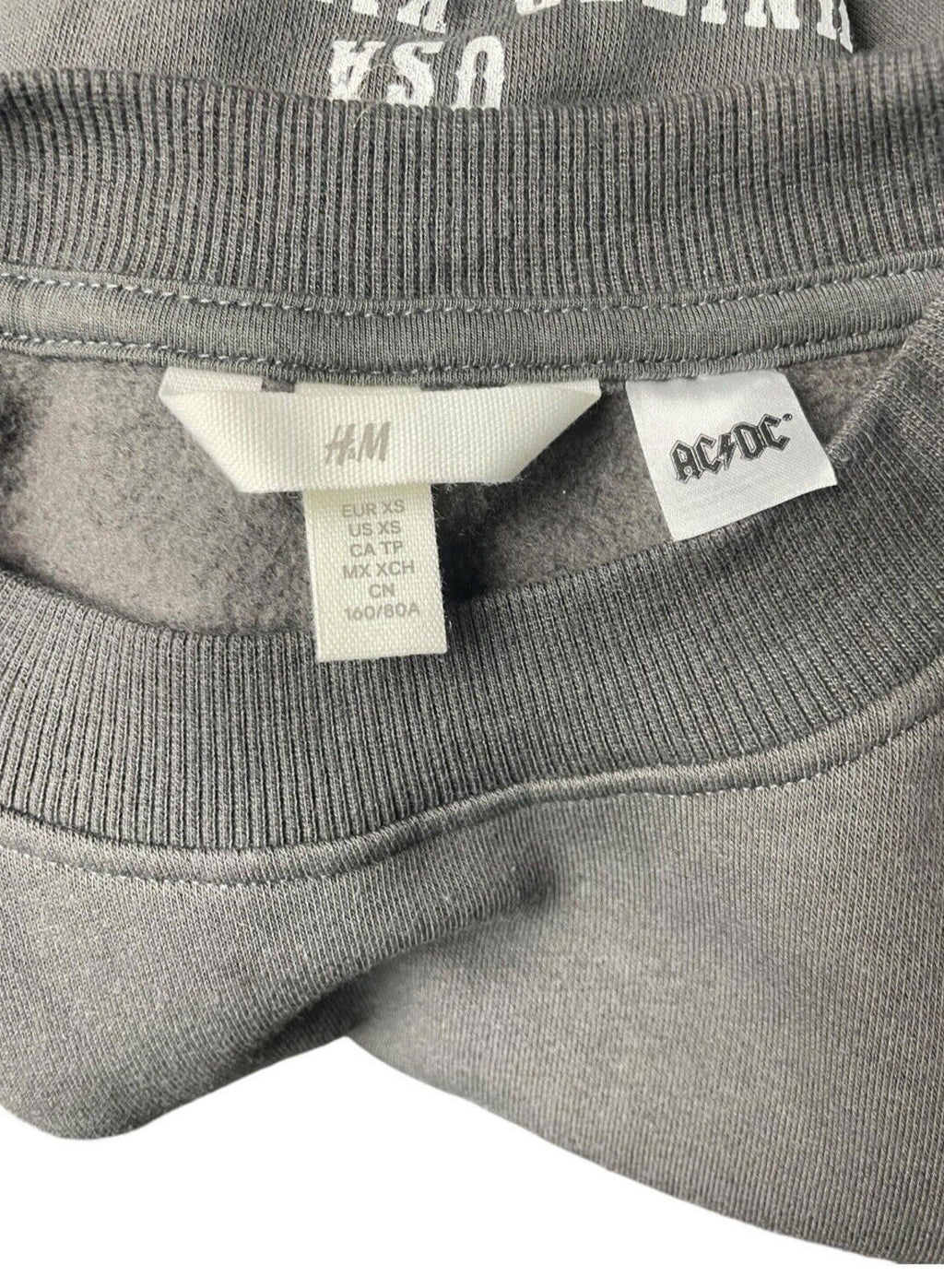 H&M Grey AC/DC Jumper Sweater Fleece Lined Crew Neck Women’s UK Size XS