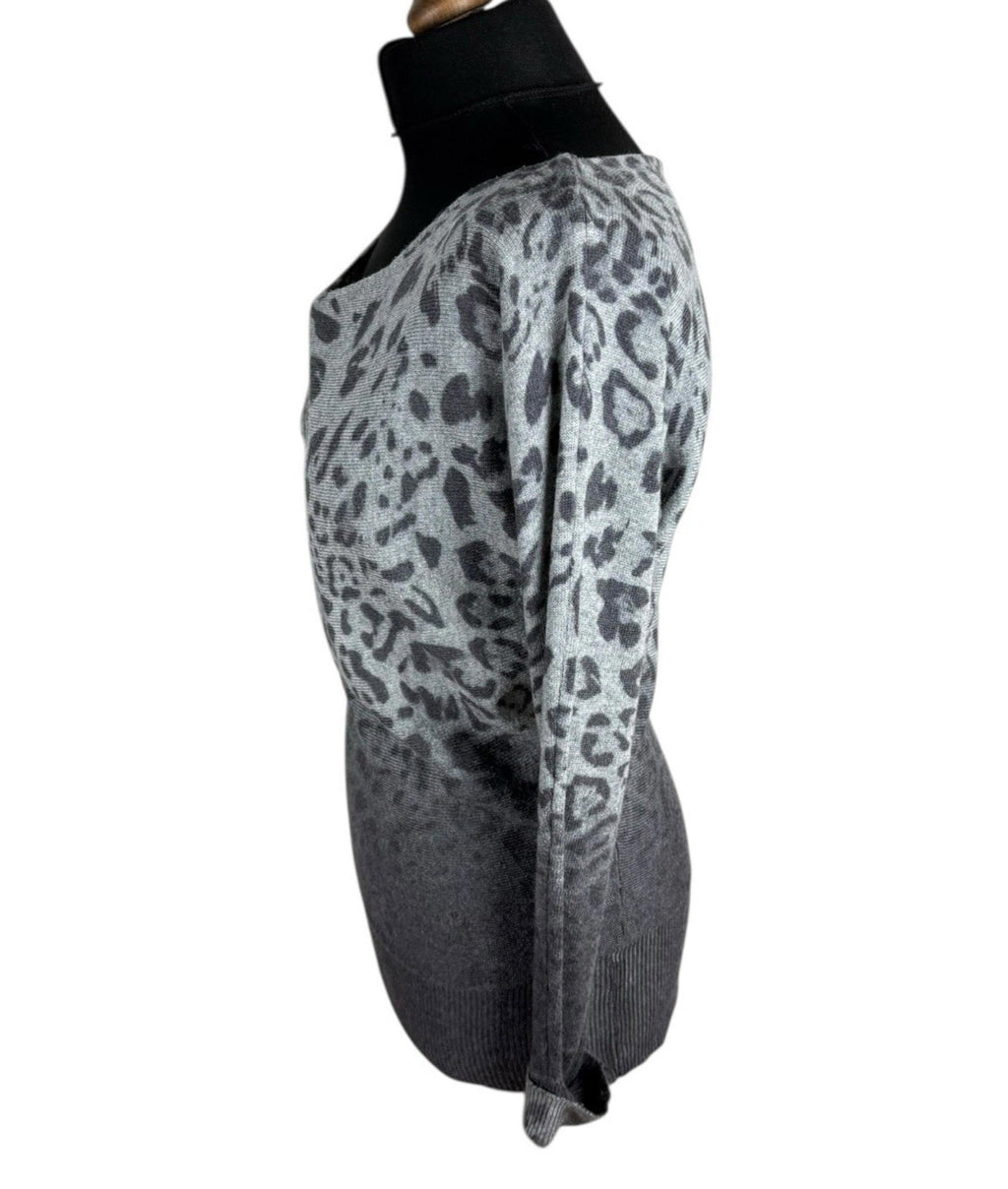 Inspire Collection Jumper Women's UK Size 10 S - M Grey Thin Leopard Print