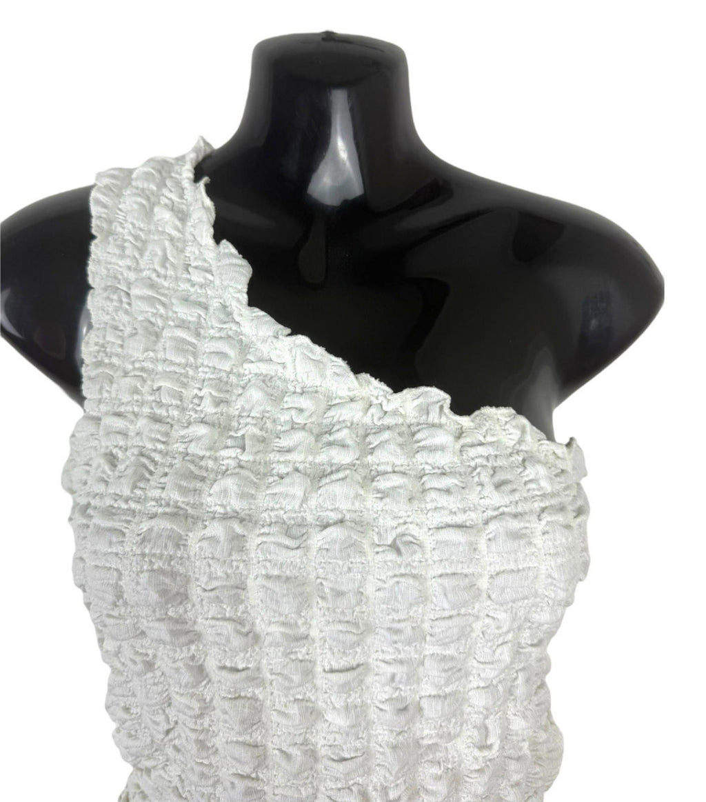 Divided White One Shoulder Top Textured Women’s UK Size XS