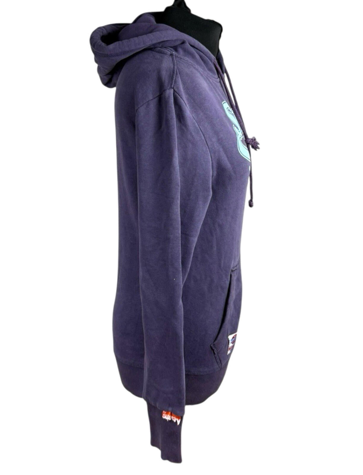 Super Dry Hoodie Women’s UK Size S Logo Print Fleece Lined Jersey Purple