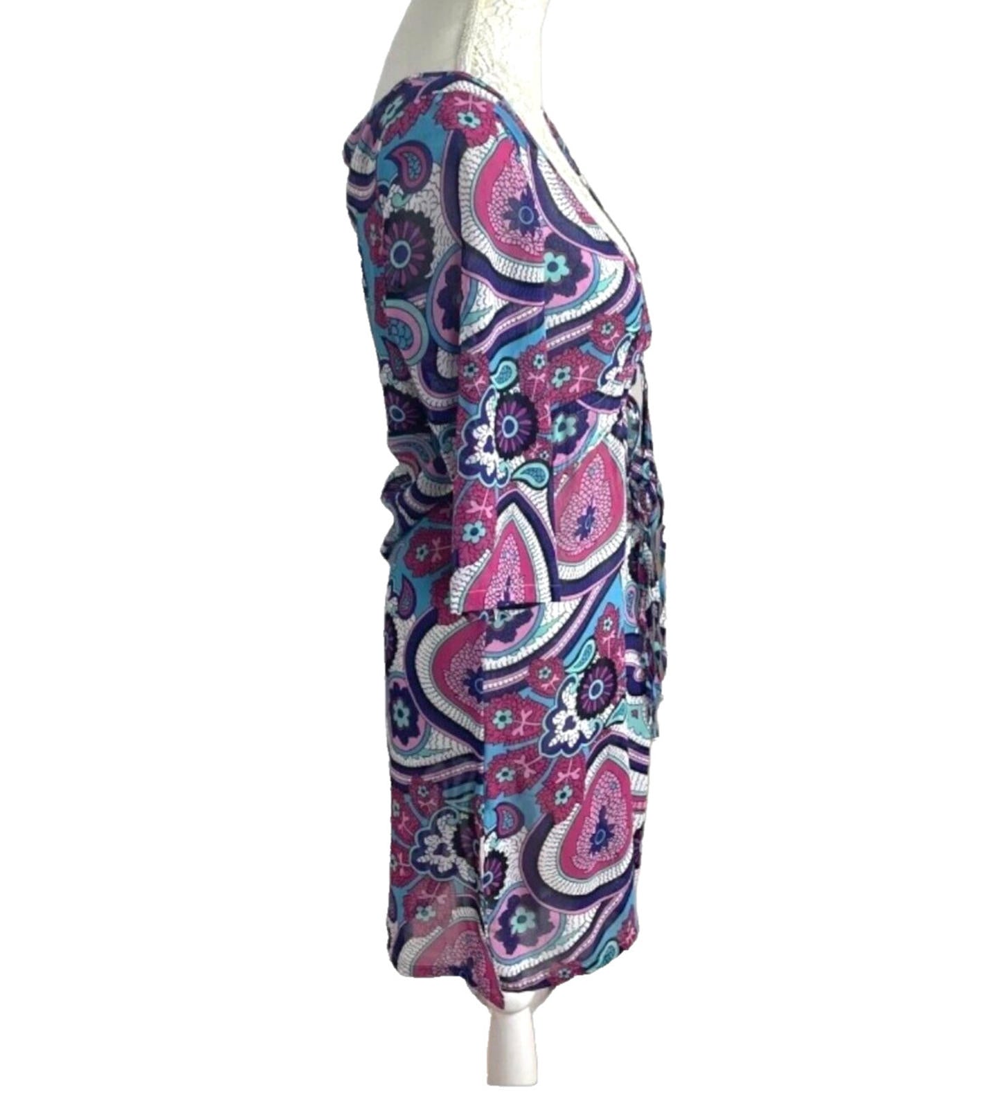 Next Paisley Print Cover Up Mini Dress Women's UK Size 8 V-Neckline Tie Detail