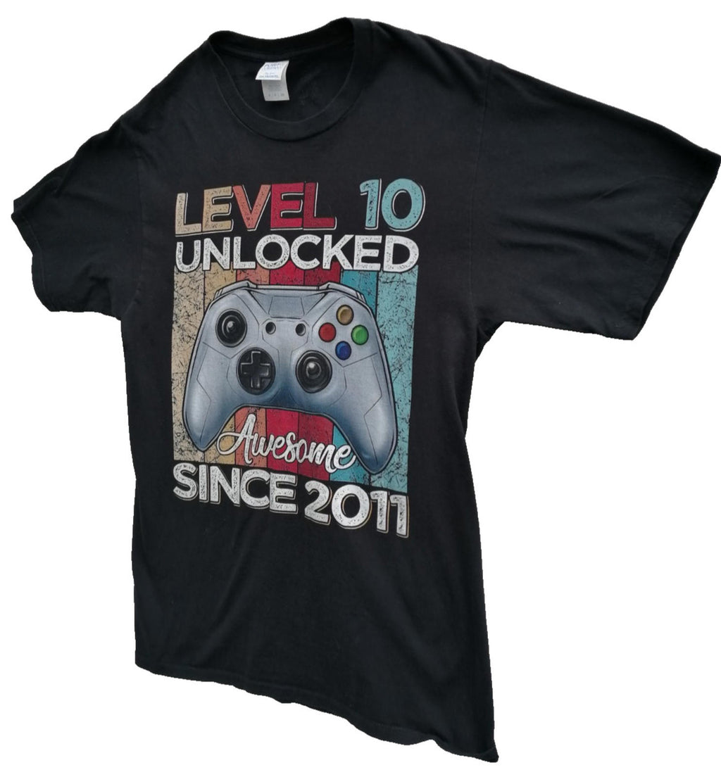 Gaming Console Birthday Teen Graphic Print T-Shirt Men's Size S Black Crew Neck