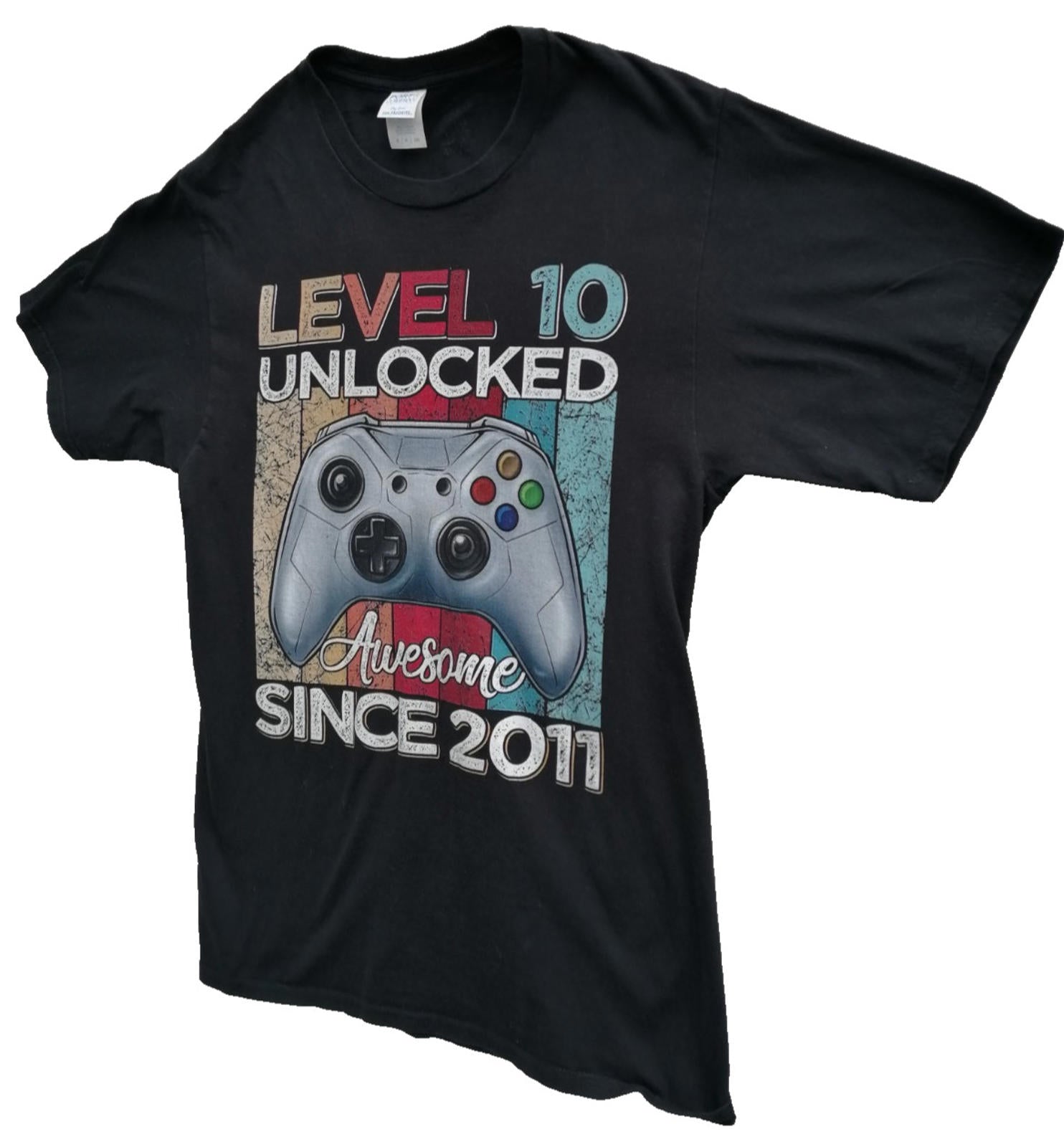 Gaming Console Birthday Teen Graphic Print T-Shirt Men's Size S Black Crew Neck