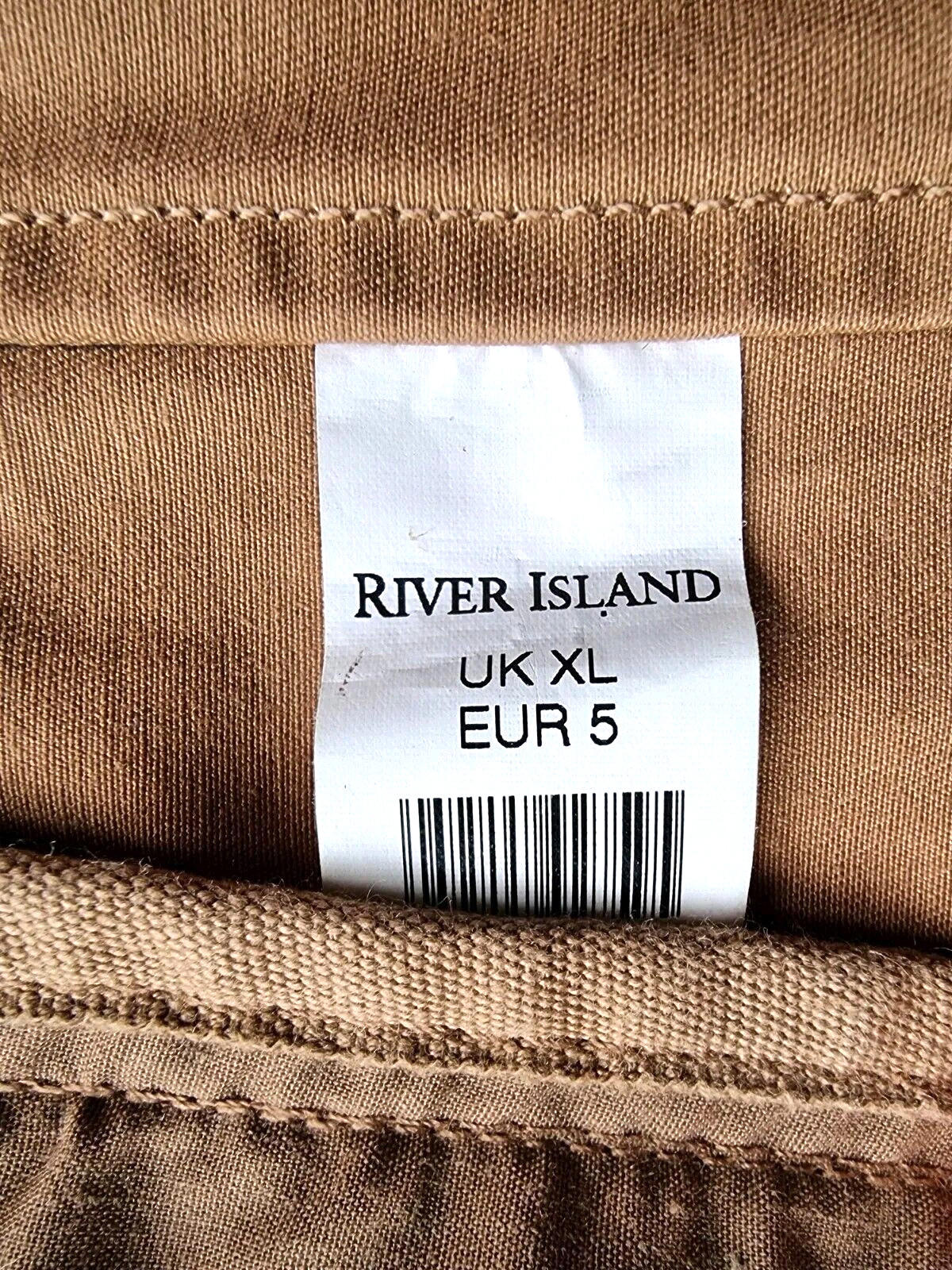 River Island Hooded Jacket Beige Blue 100% Cotton Men's UK Size XL