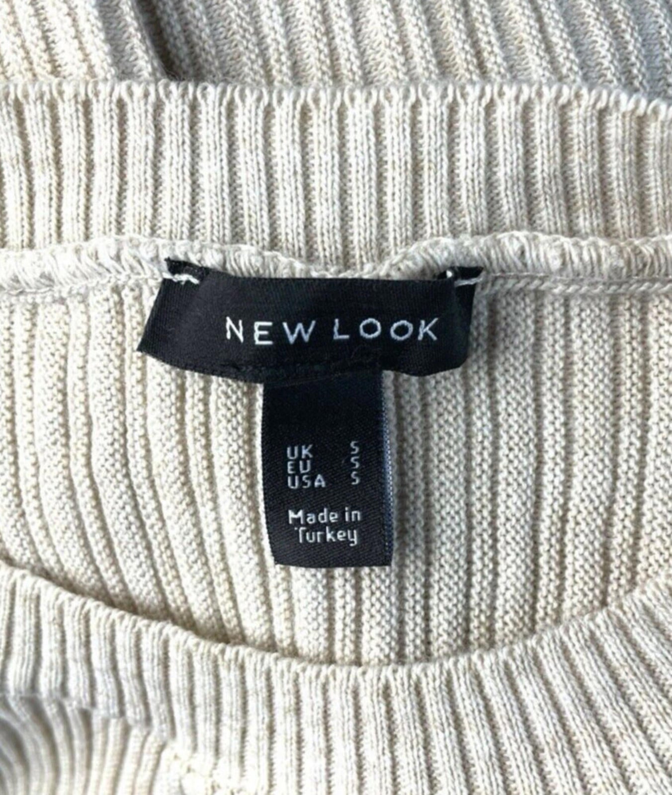 New Look Beige Ribbed Long Sleeve Knit Jumper Top Women’s UK Size S
