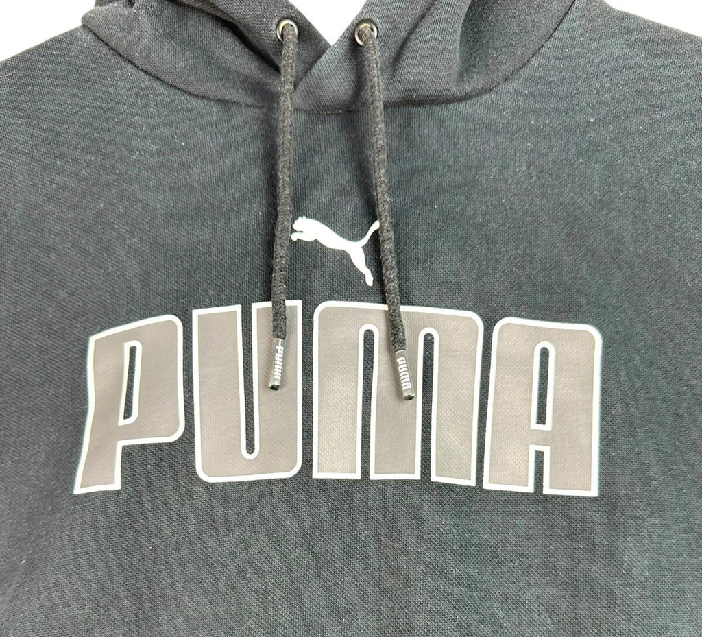 Puma Hoodie Men's UK Size S Black Jersey Graphic Print Drawstring