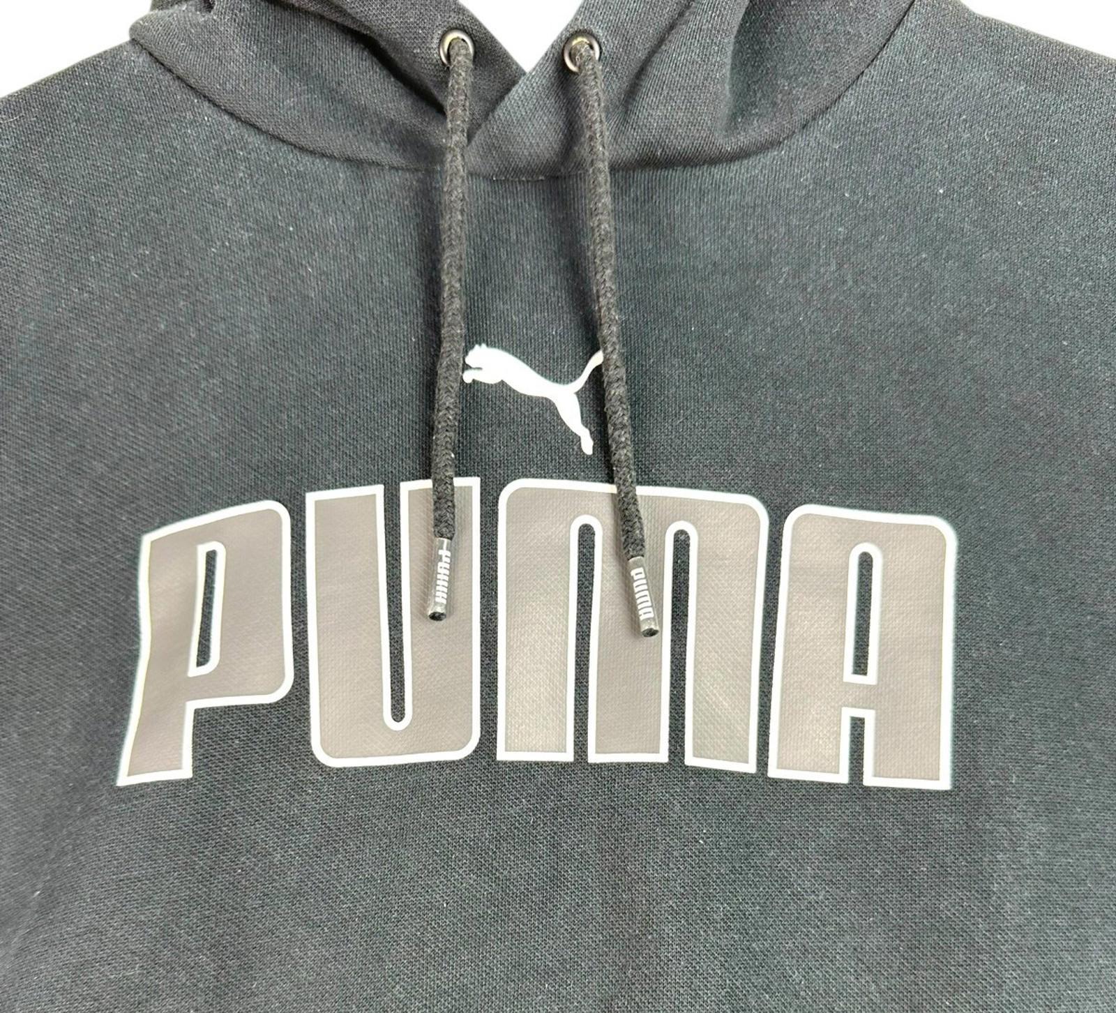 Puma Hoodie Men's UK Size S Black Jersey Graphic Print Drawstring