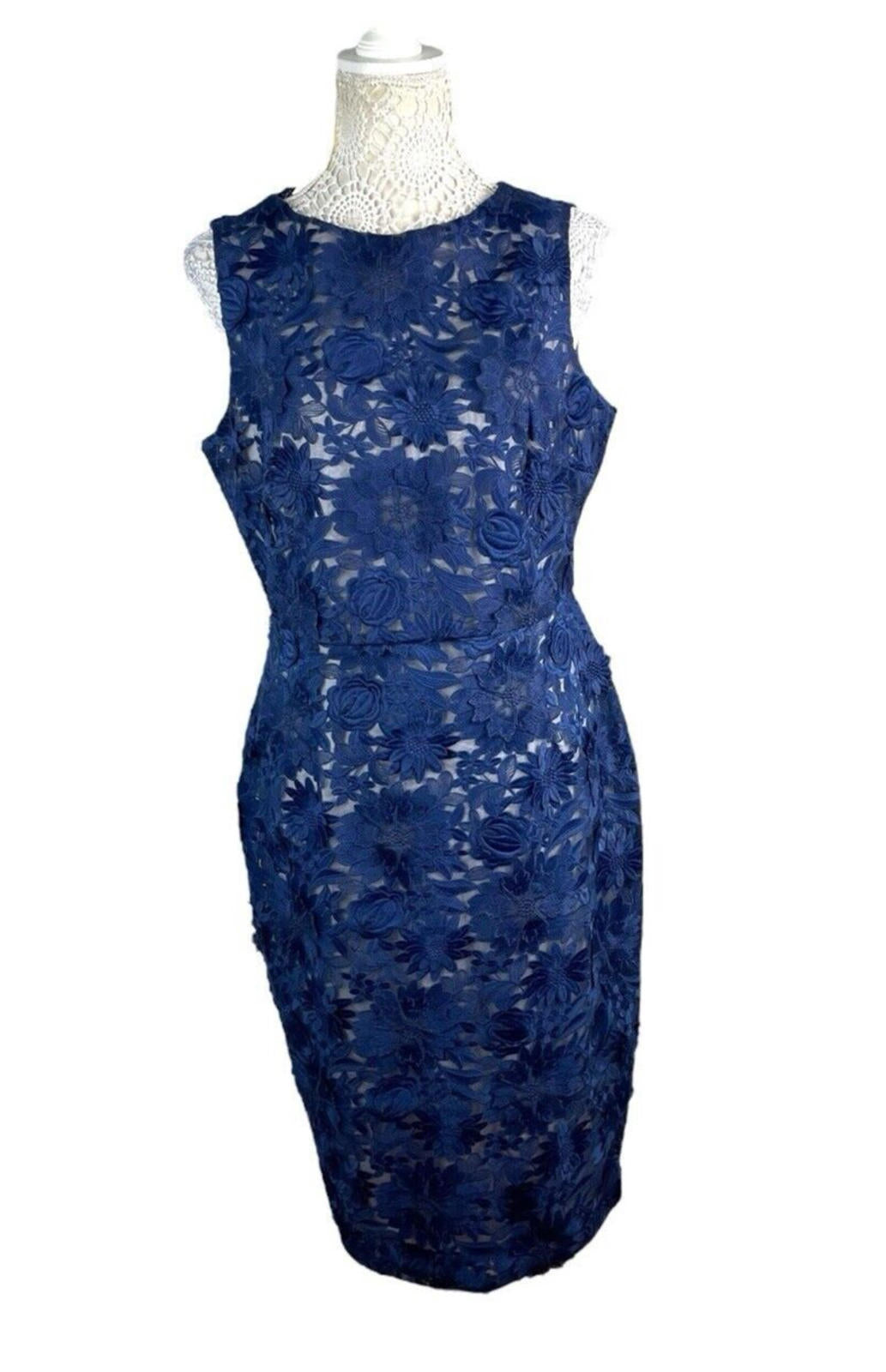 Coast Philippa Navy Blue Lace Formal Dress Midi Women’s UK Size 14