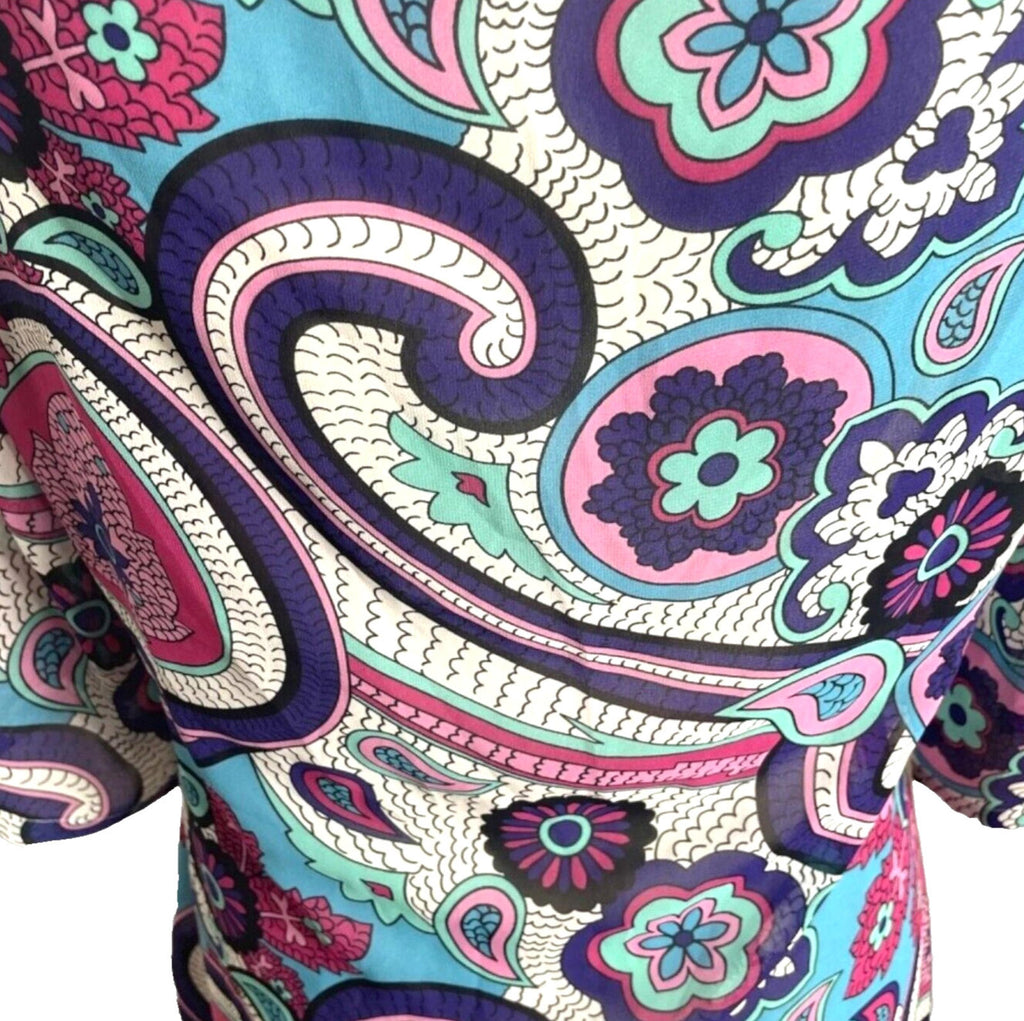 Next Paisley Print Cover Up Mini Dress Women's UK Size 8 V-Neckline Tie Detail