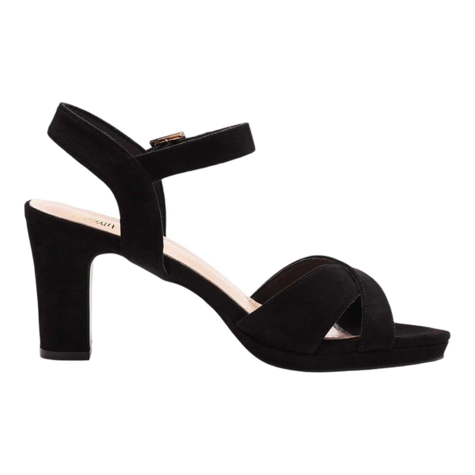 Dream Pairs Shoes Black Suede Open Toe Block Heel Women’s UK Size 6 EU 39