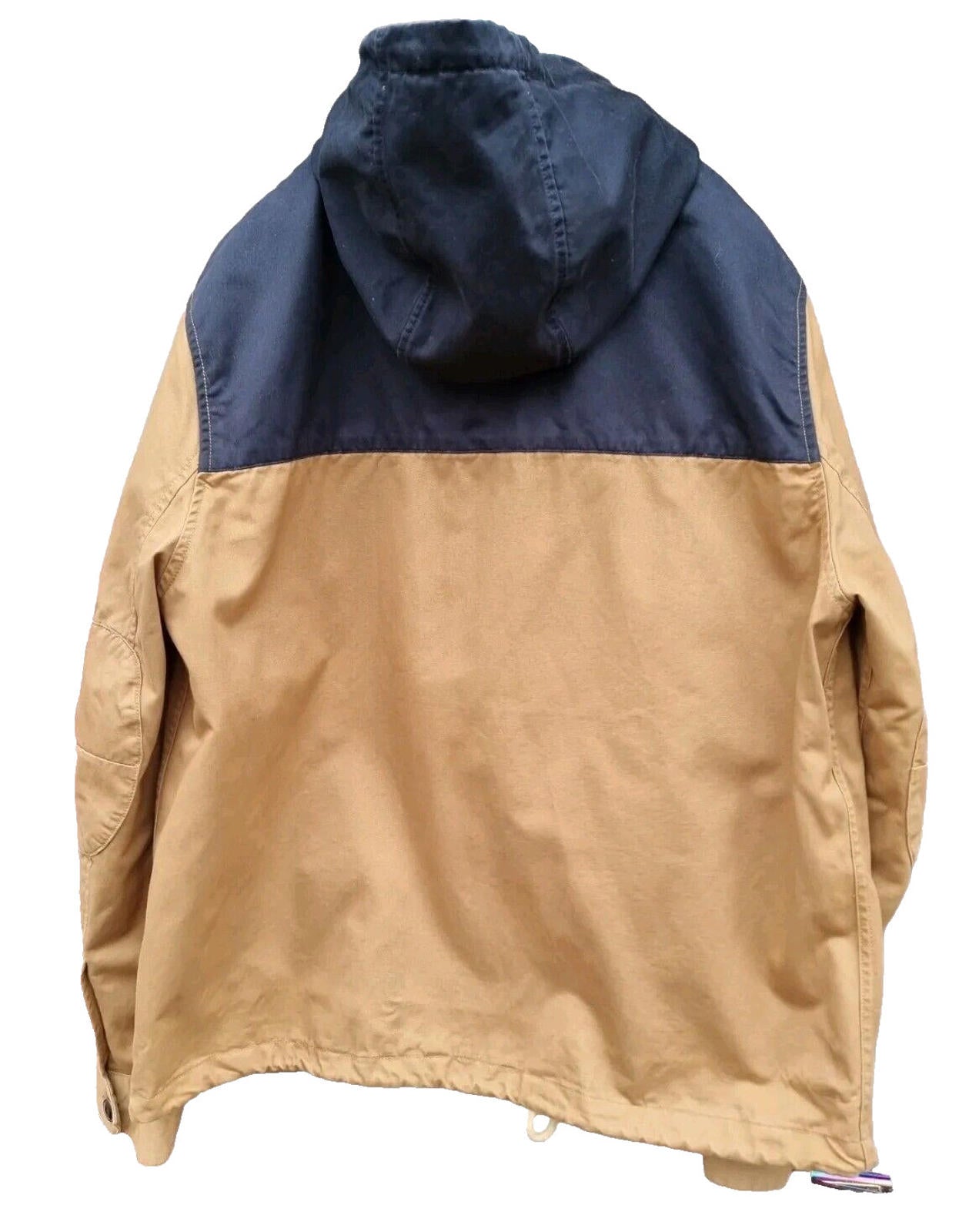 River Island Hooded Jacket Beige Blue 100% Cotton Men's UK Size XL