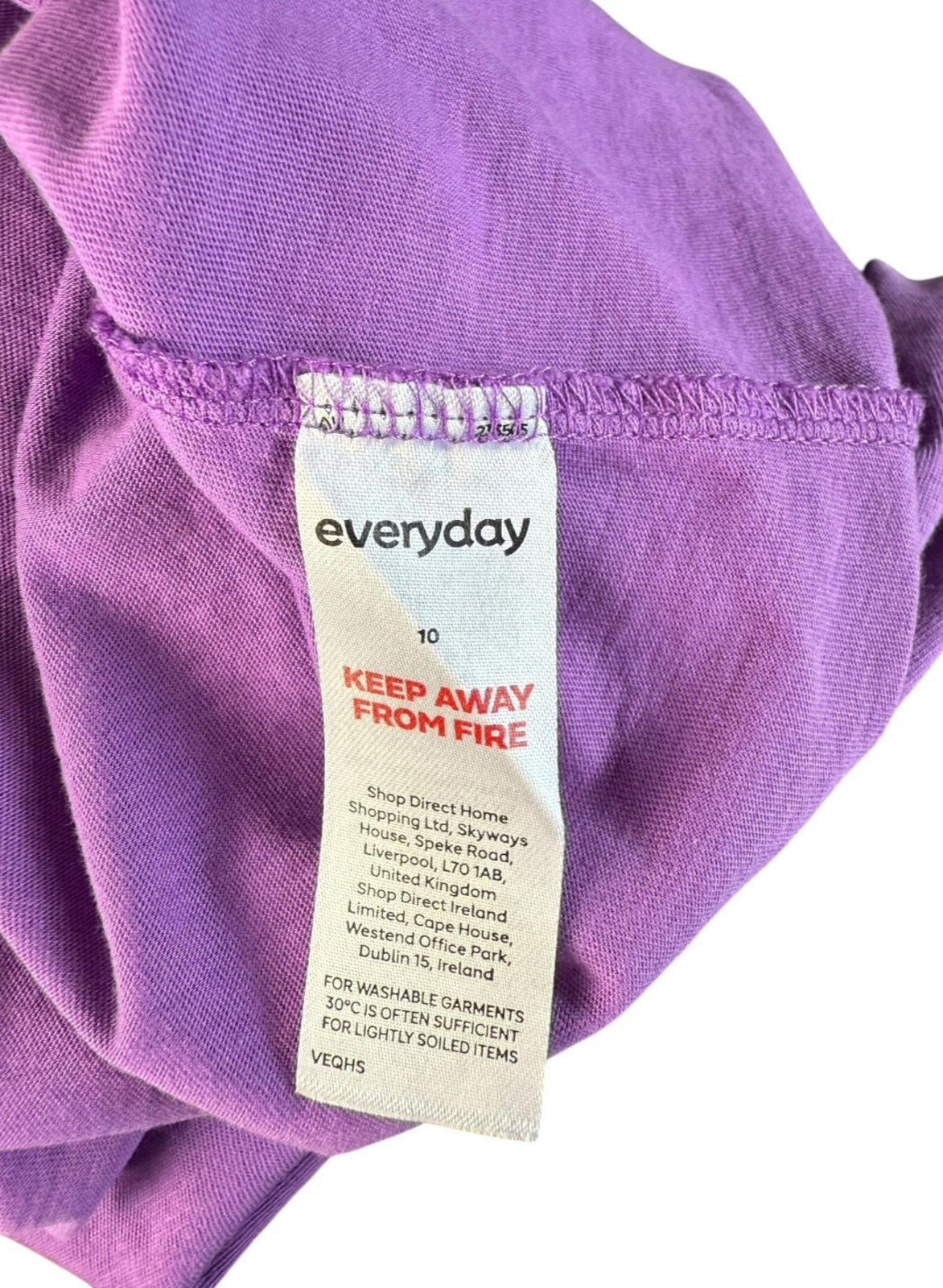 Everyday T-Shirt Blouse Women’s UK Size 10 Purple Scoop Neck Short Sleeve