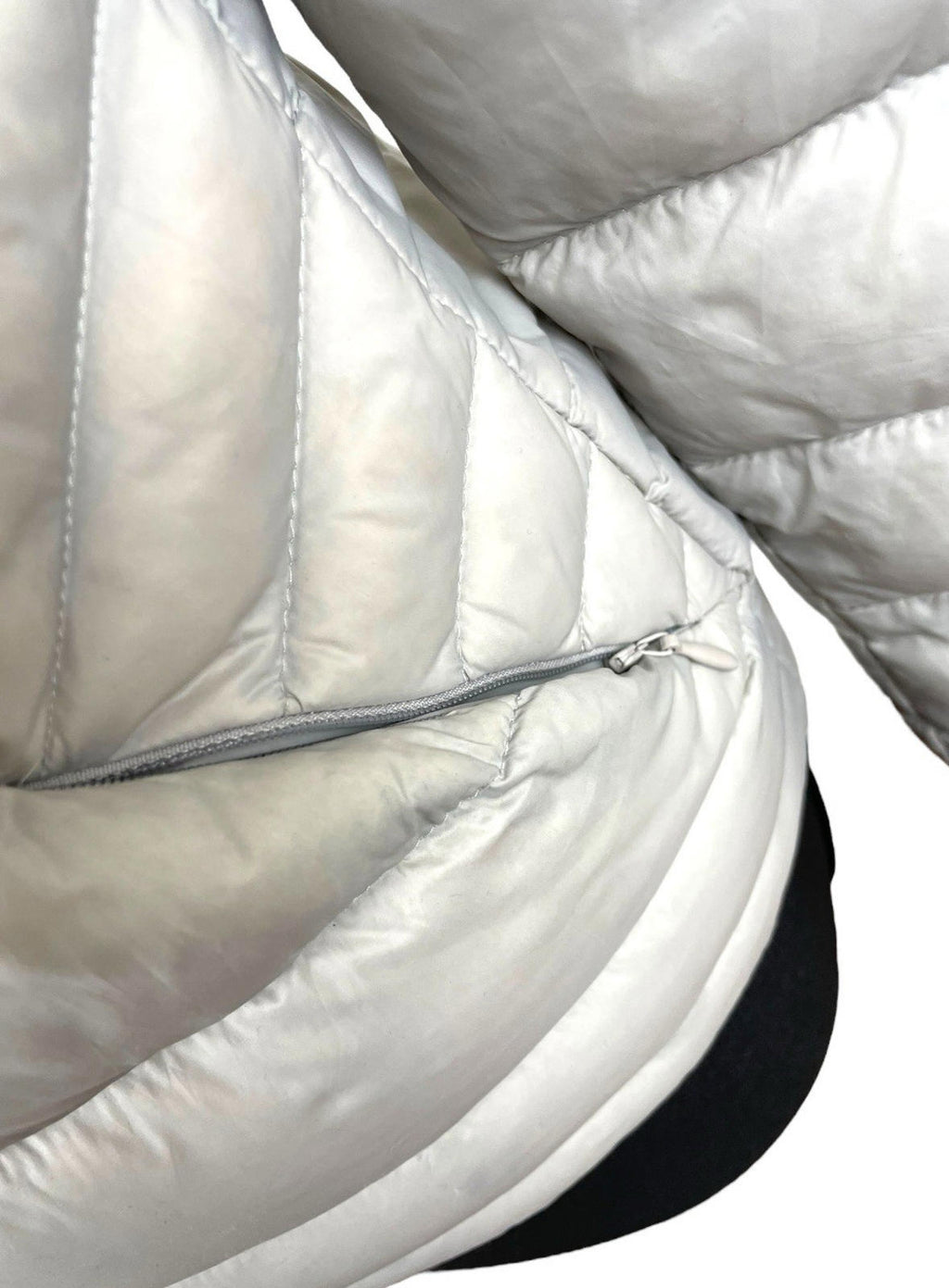 Grey Beige Padded Jacket Duck Feather Quilted Hooded Zip Up Women’s UK Size S