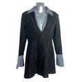 Mock Shirt Mini Dress Women’s UK Size 8 Black Grey Flared Cuffs Collared V-Neck