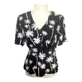 George Blouse Palm Print Black Short Sleeve Top Women's UK Size 14