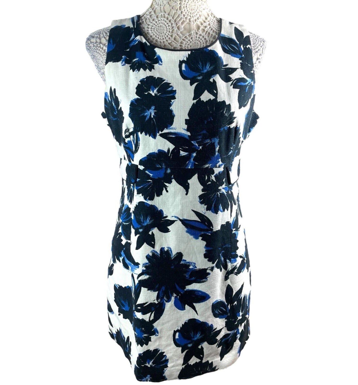 Formula Joven White & Blue Floral Pencil Dress Mini Women’s UK Size 12