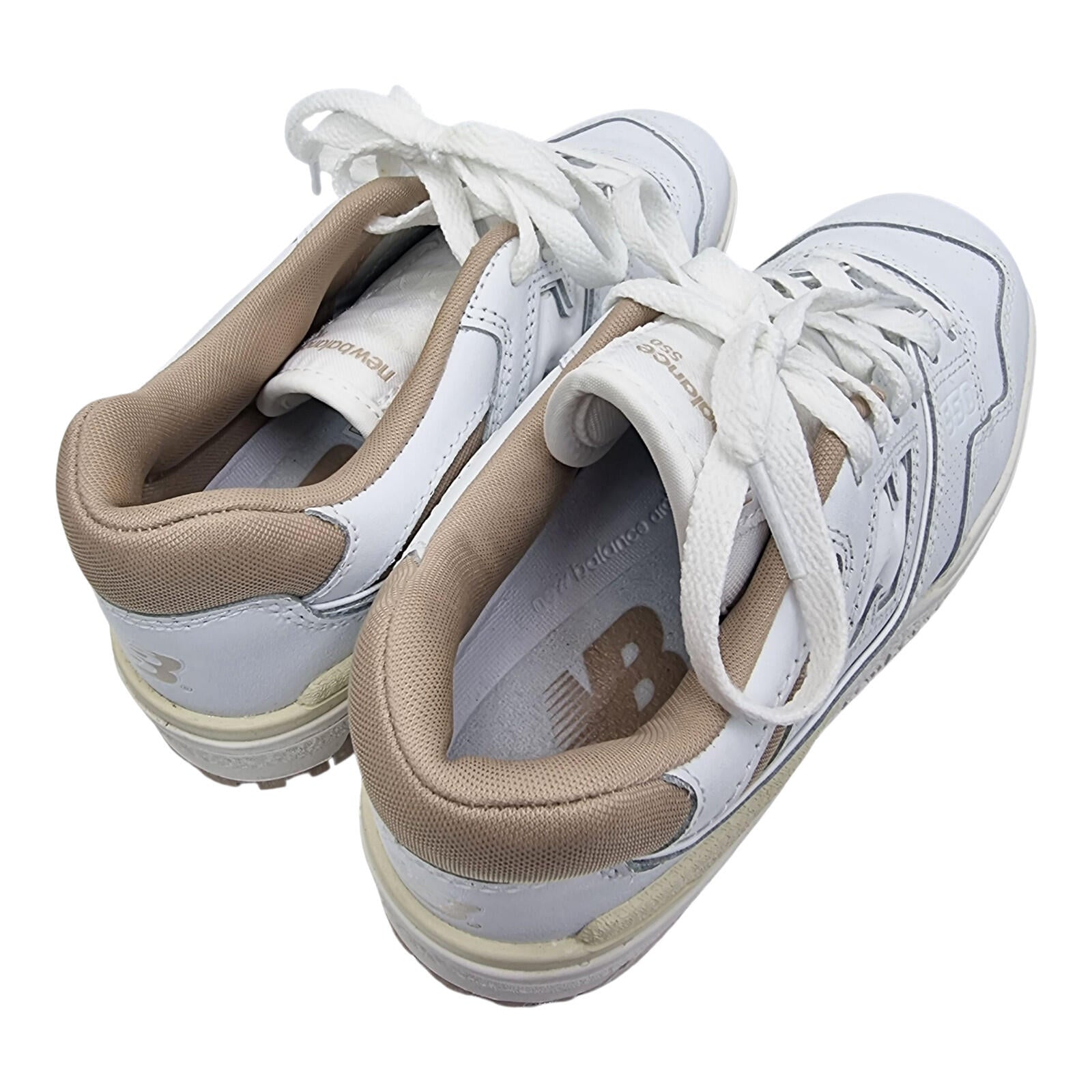 New Balance 550 Trainers Women's UK Size 4 White Tan Synthetic Leather
