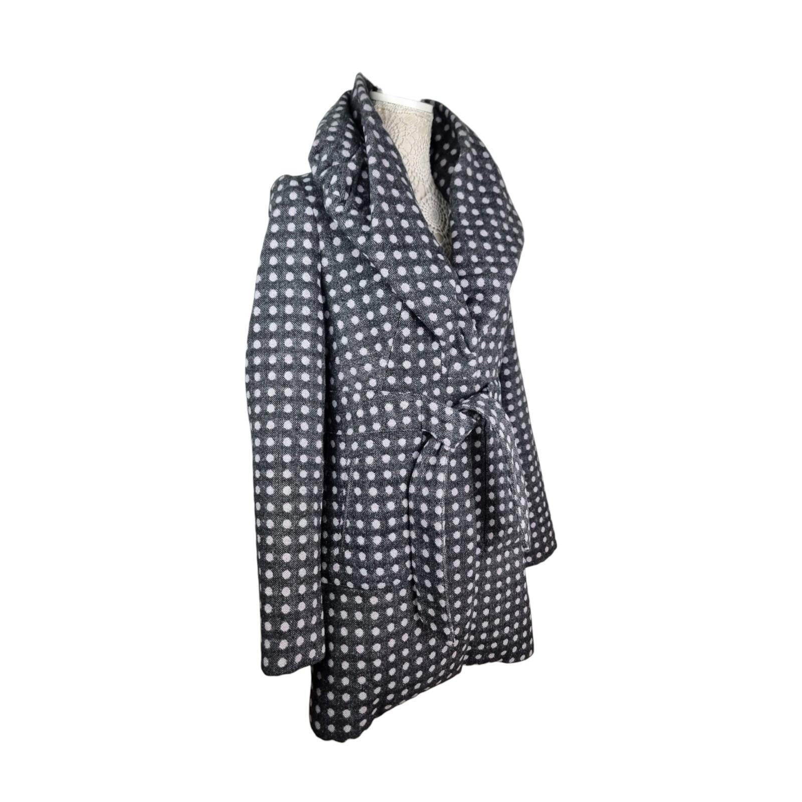 Ringspun Pink Polka Dot Grey Coat Women's UK Size M
