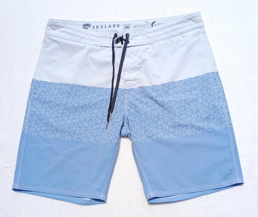 Skylark Swim Shorts Men's UK Size L Beige/Teal Polyester Rich Pockets Drawstring