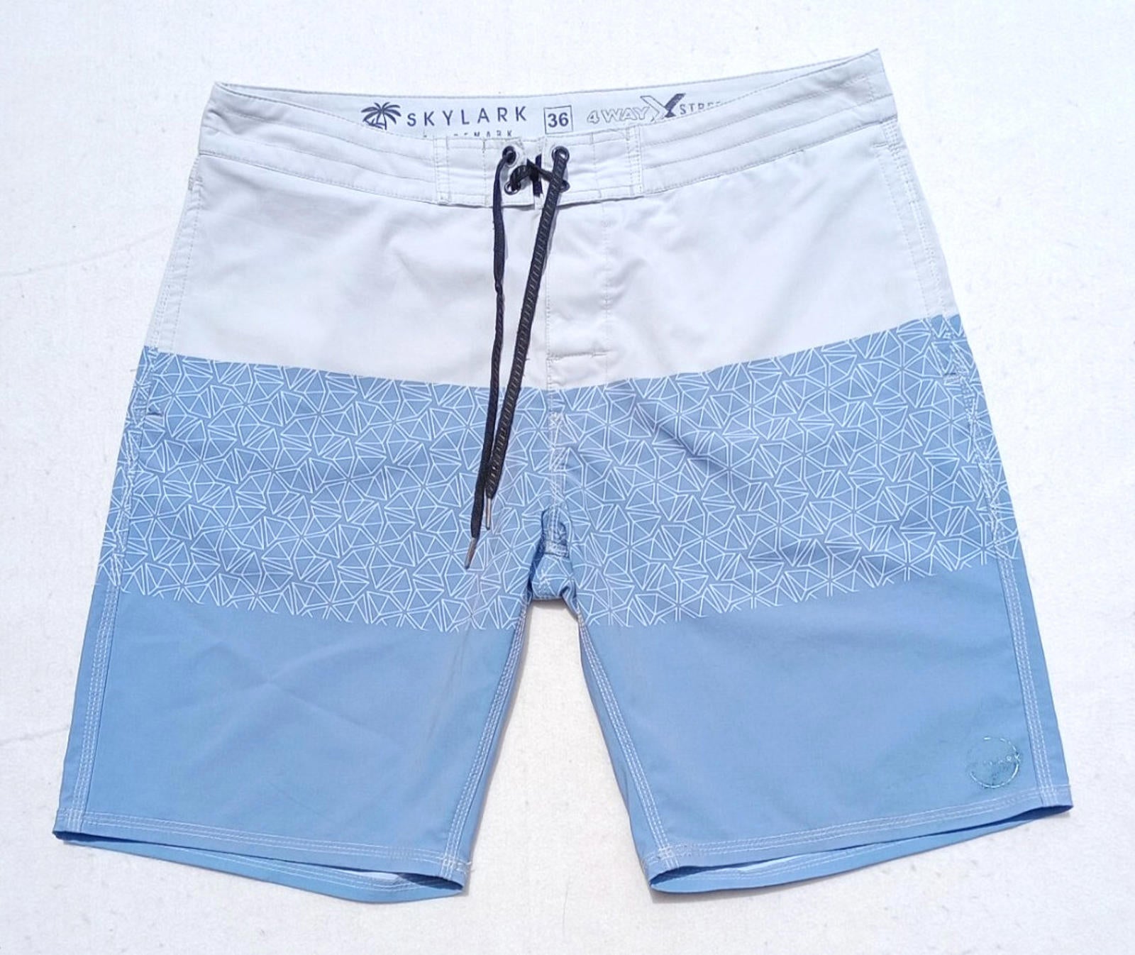 Skylark Swim Shorts Men's UK Size L Beige/Teal Polyester Rich Pockets Drawstring