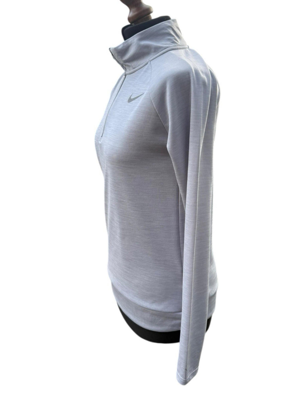 Nike Running Top Womens XS Grey 1/4 Zip Dri-Fit Pullover Activewear Thumbholes