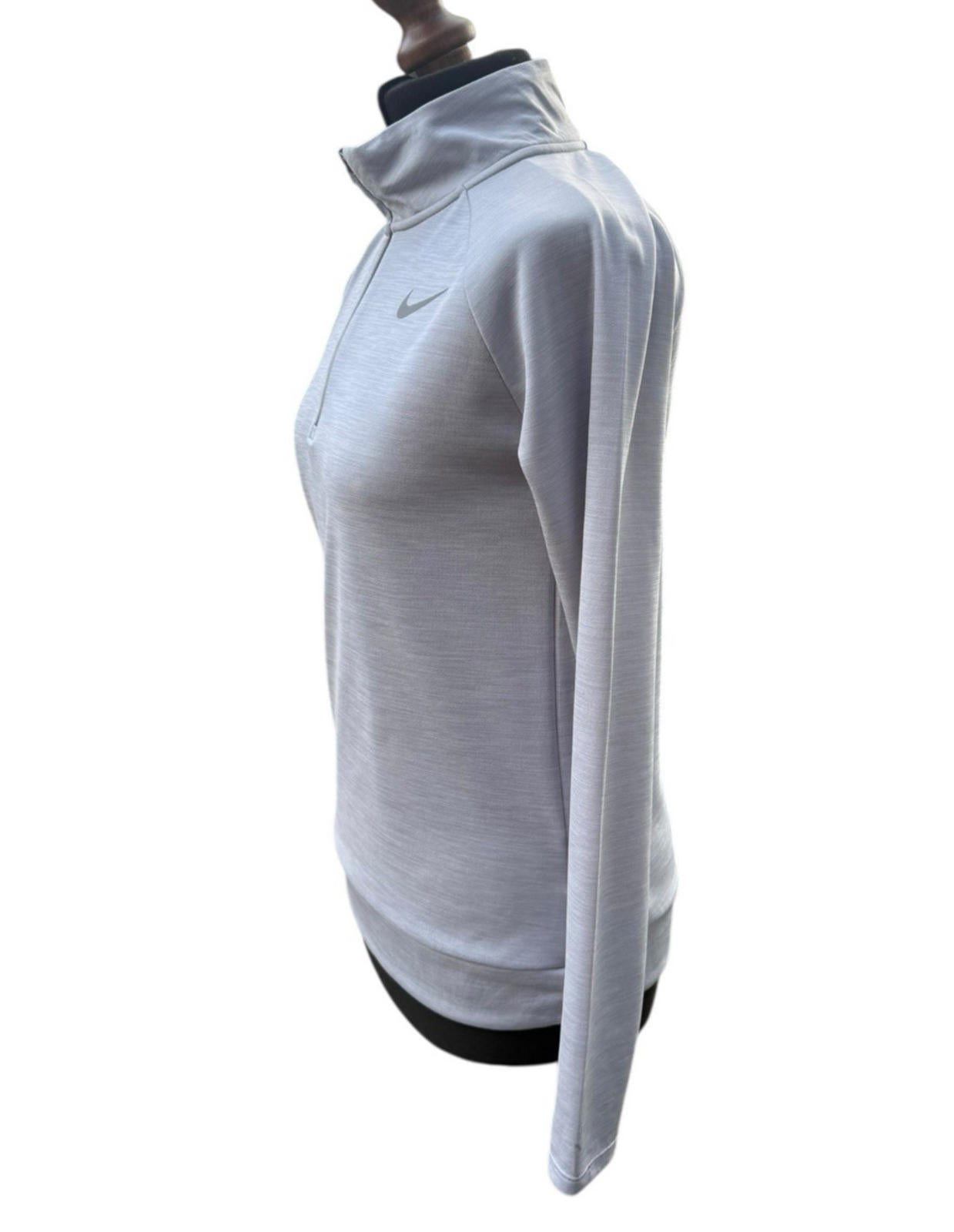 Nike Running Top Womens XS Grey 1/4 Zip Dri-Fit Pullover Activewear Thumbholes