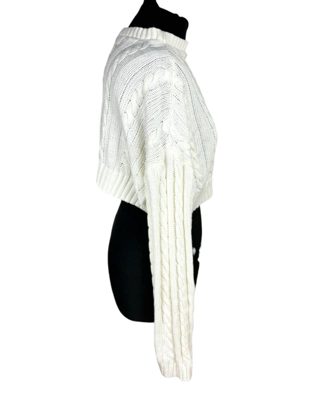 Dazy Cropped Cable Knit Jumper Women’s UK Size S Aaron Long Sleeve Ivory
