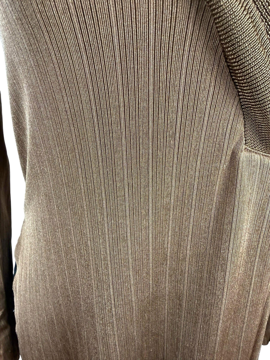 Zara Long Sleeve Tunic Top Women’s UK Size S Side Slit Brown Fine Stripe V-Neck