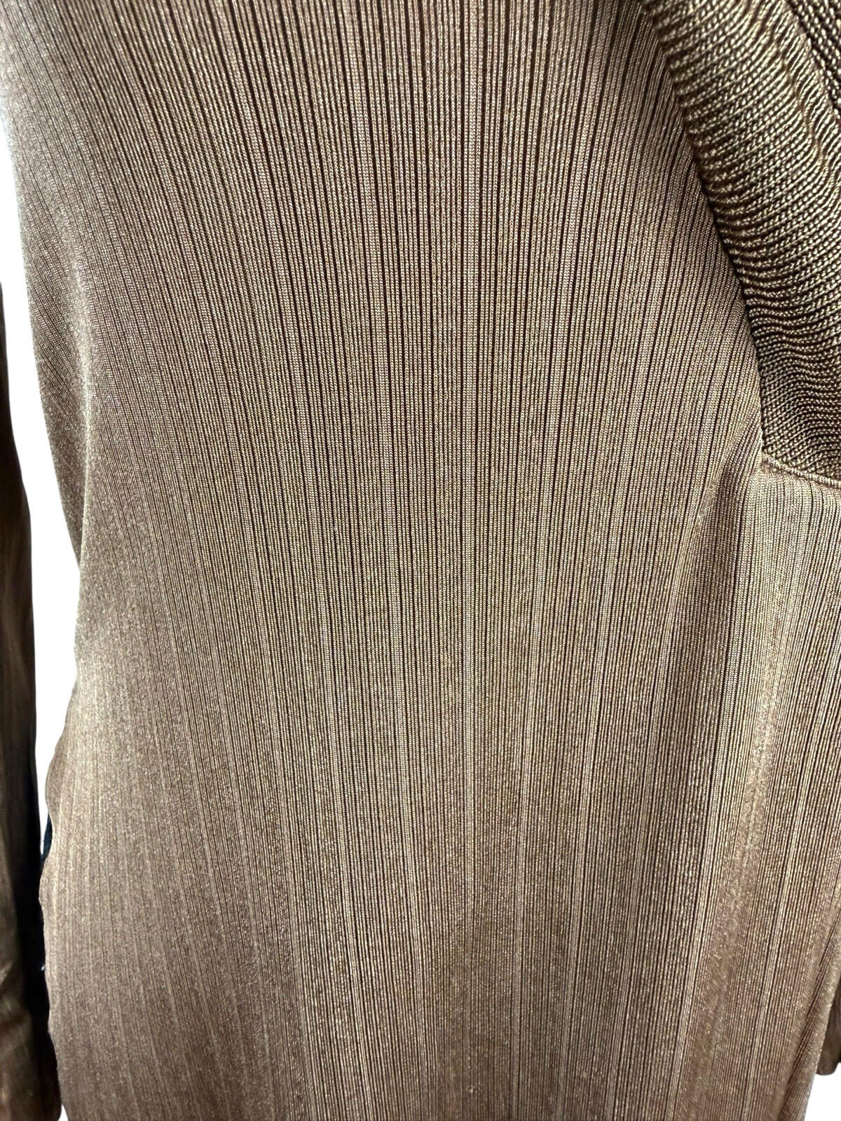 Zara Long Sleeve Tunic Top Women’s UK Size S Side Slit Brown Fine Stripe V-Neck