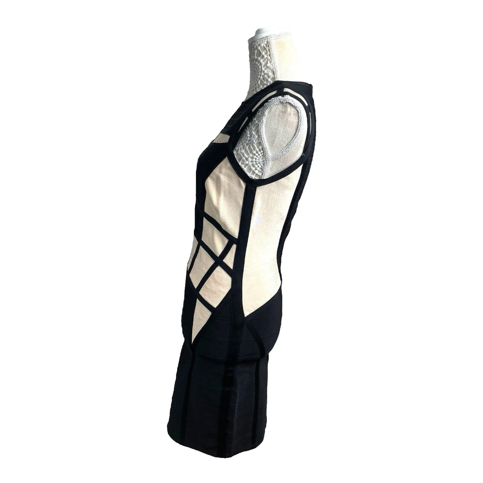 River Island Black & Cream Panel Dress Bodycon Midi Women’s UK Size 12