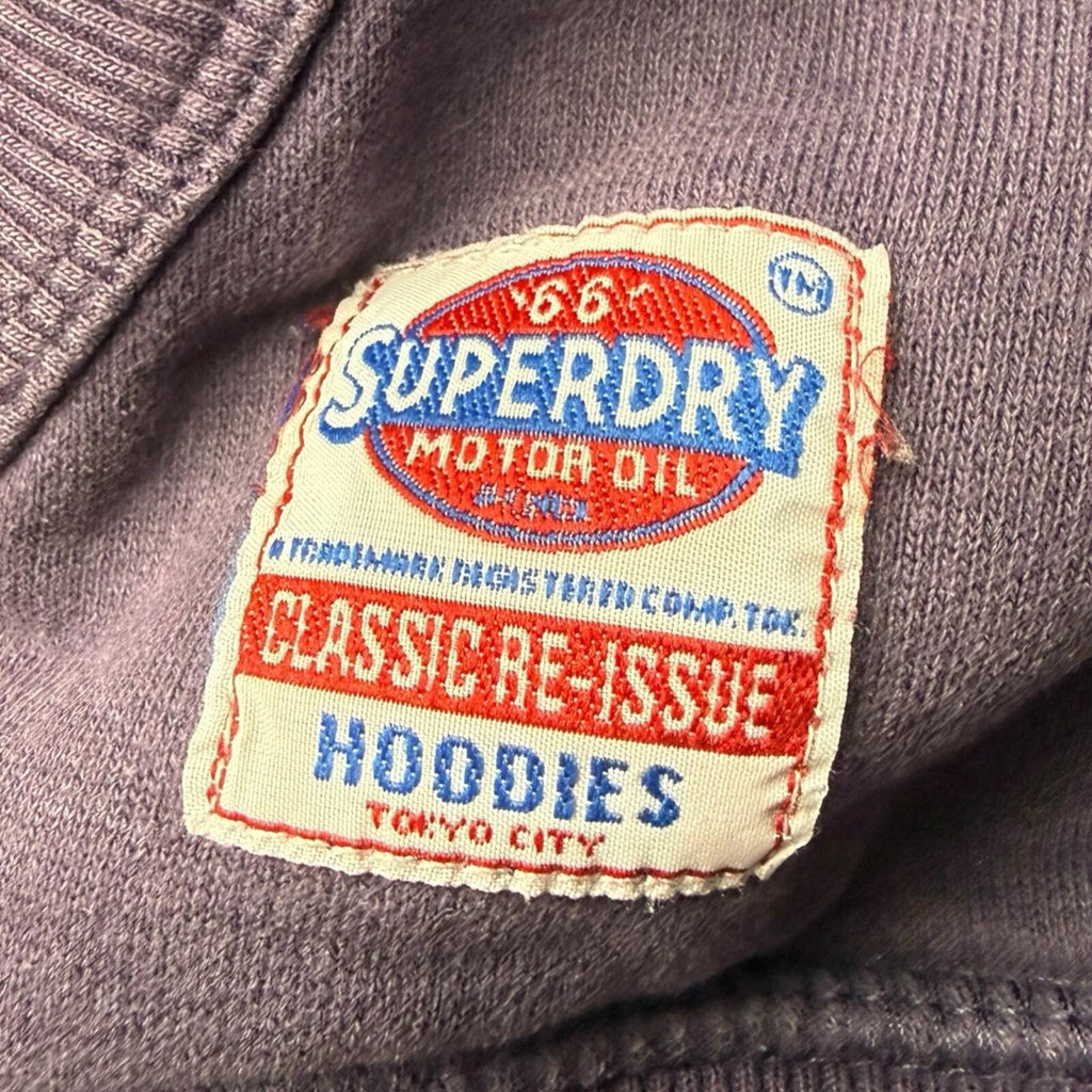Super Dry Hoodie Women’s UK Size S Logo Print Fleece Lined Jersey Purple