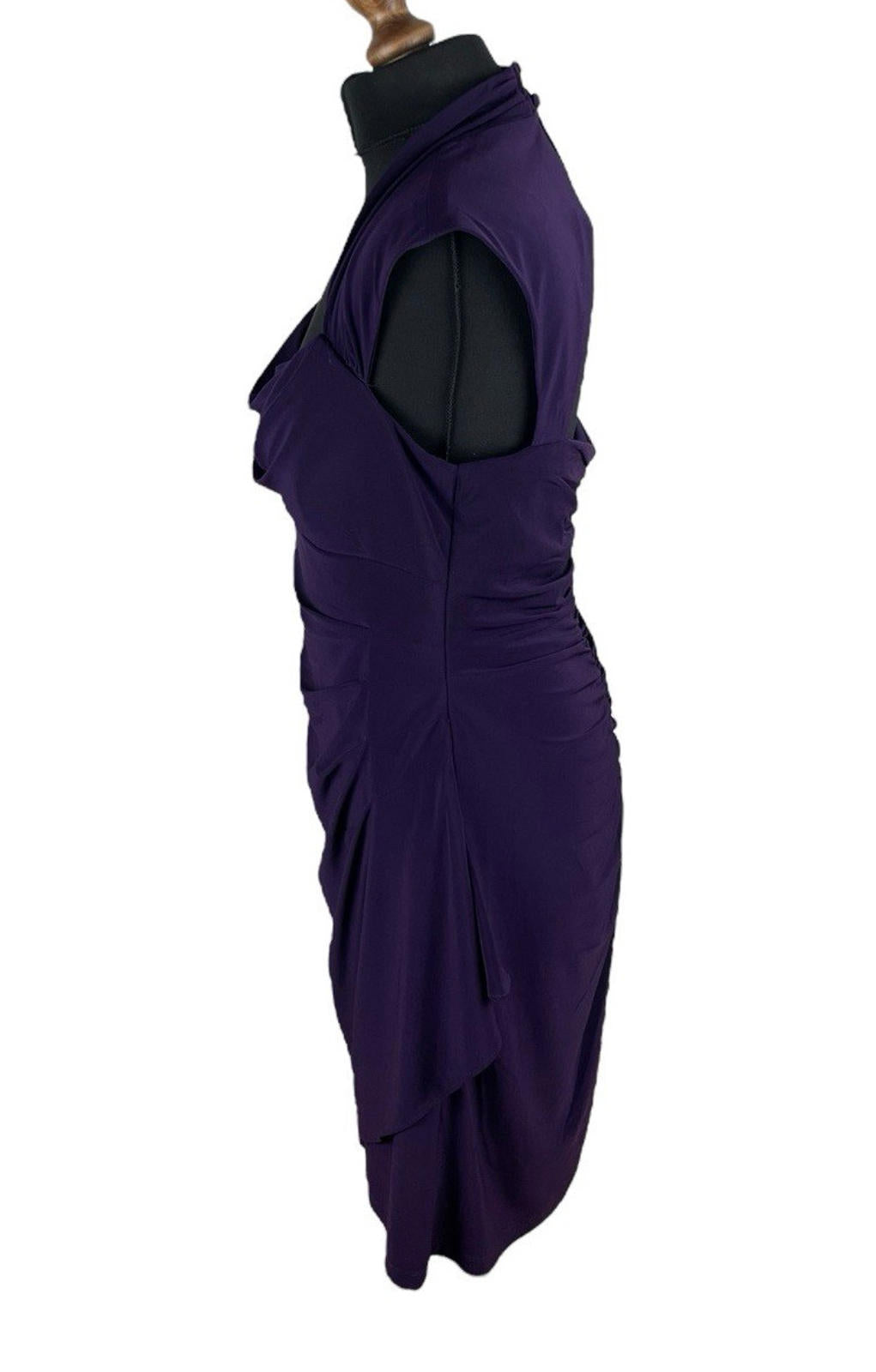 Scarlett Nite Purple Midi Dress Pencil Bodycon Dimante Detail Women’s UK Size 14