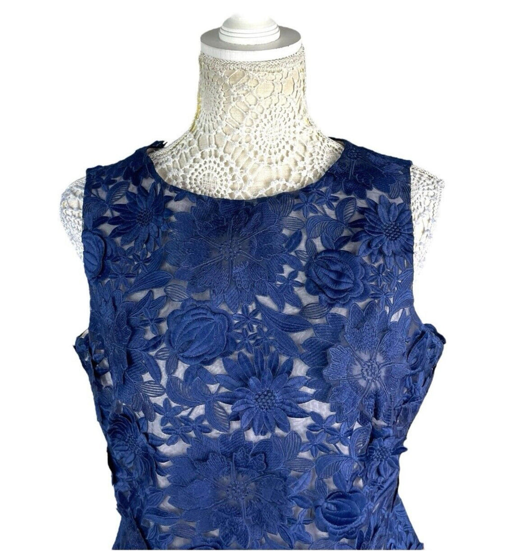 Coast Philippa Navy Blue Lace Formal Dress Midi Women’s UK Size 14