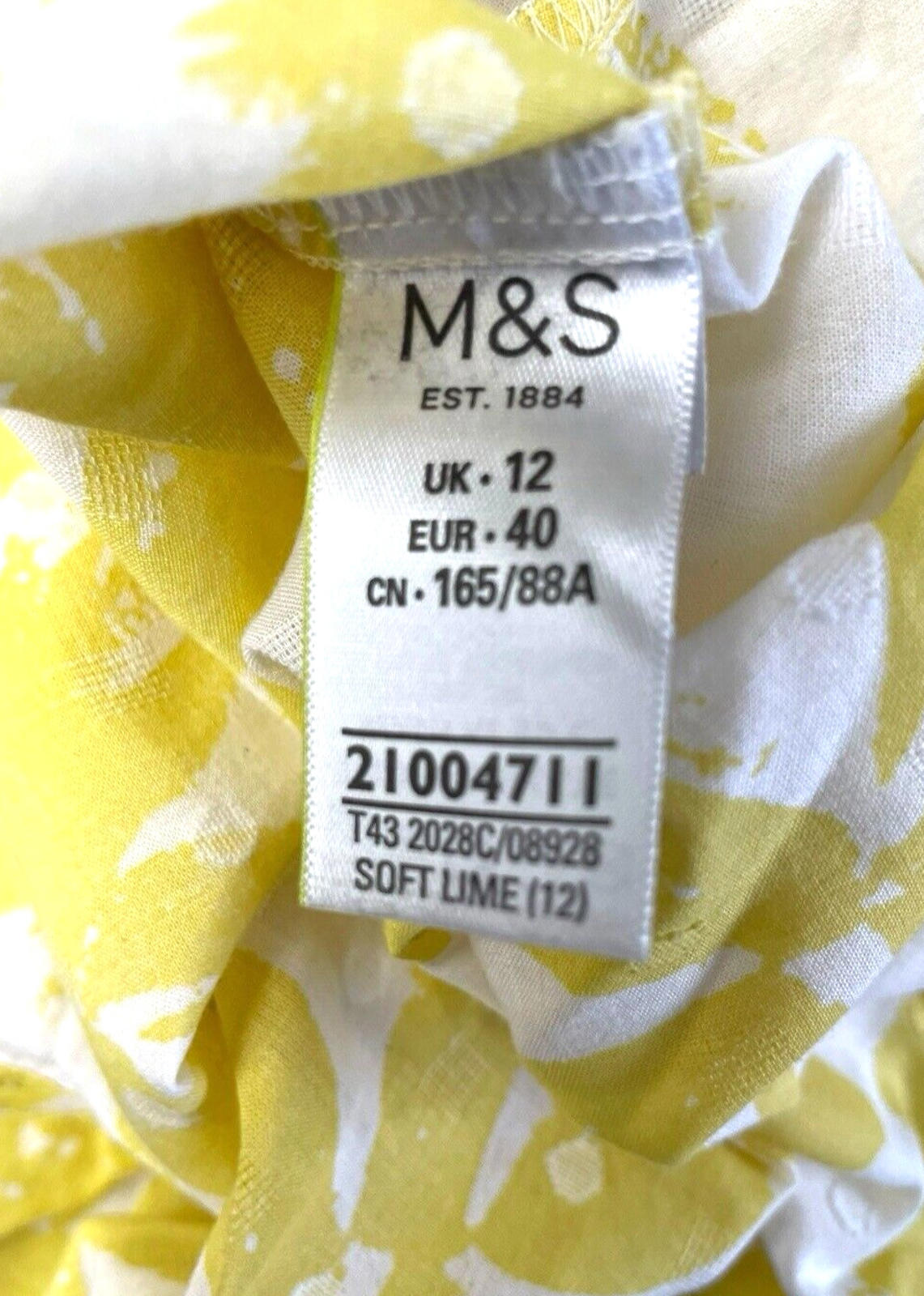 Marks & Spencer Blouse Floral Tunic Style 100% Cotton Women’s UK Size 12