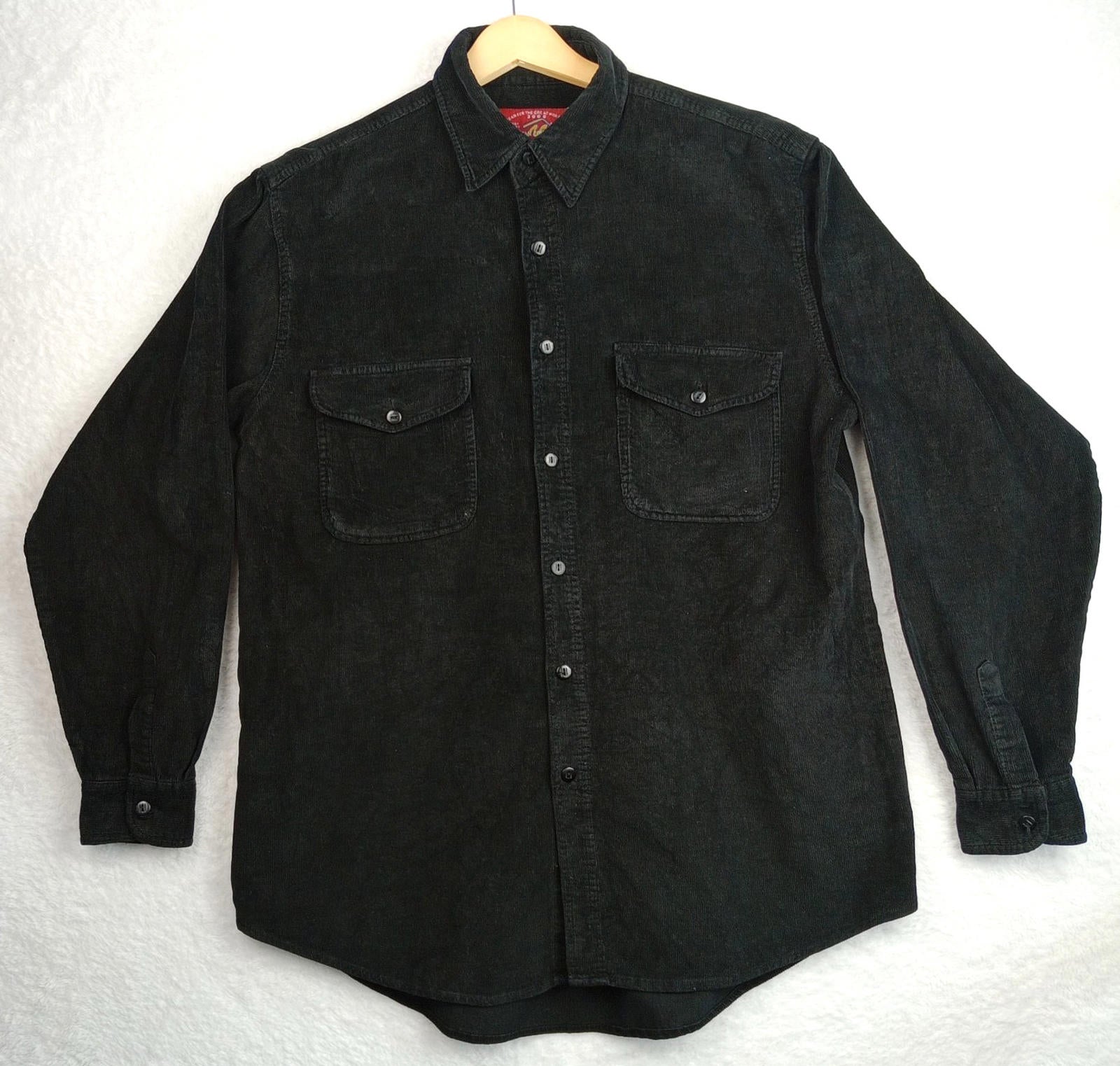 Manhatten Countrystore Corduroy Shirt Men's UK Size M Long Sleeve Black Pockets