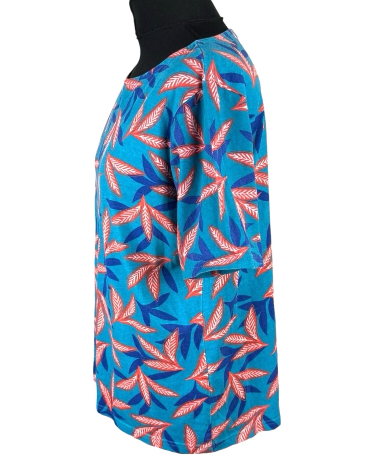 Damart Cotton T-Shirt Blouse Top Women’s UK Size 18-20 Leaf Print Multicolour