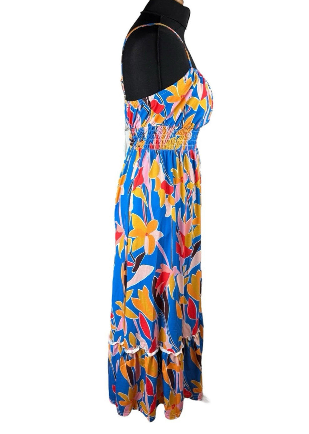 Grace Karin Maxi Dress Women’s UK Size S Bright Floral Smocked Summer