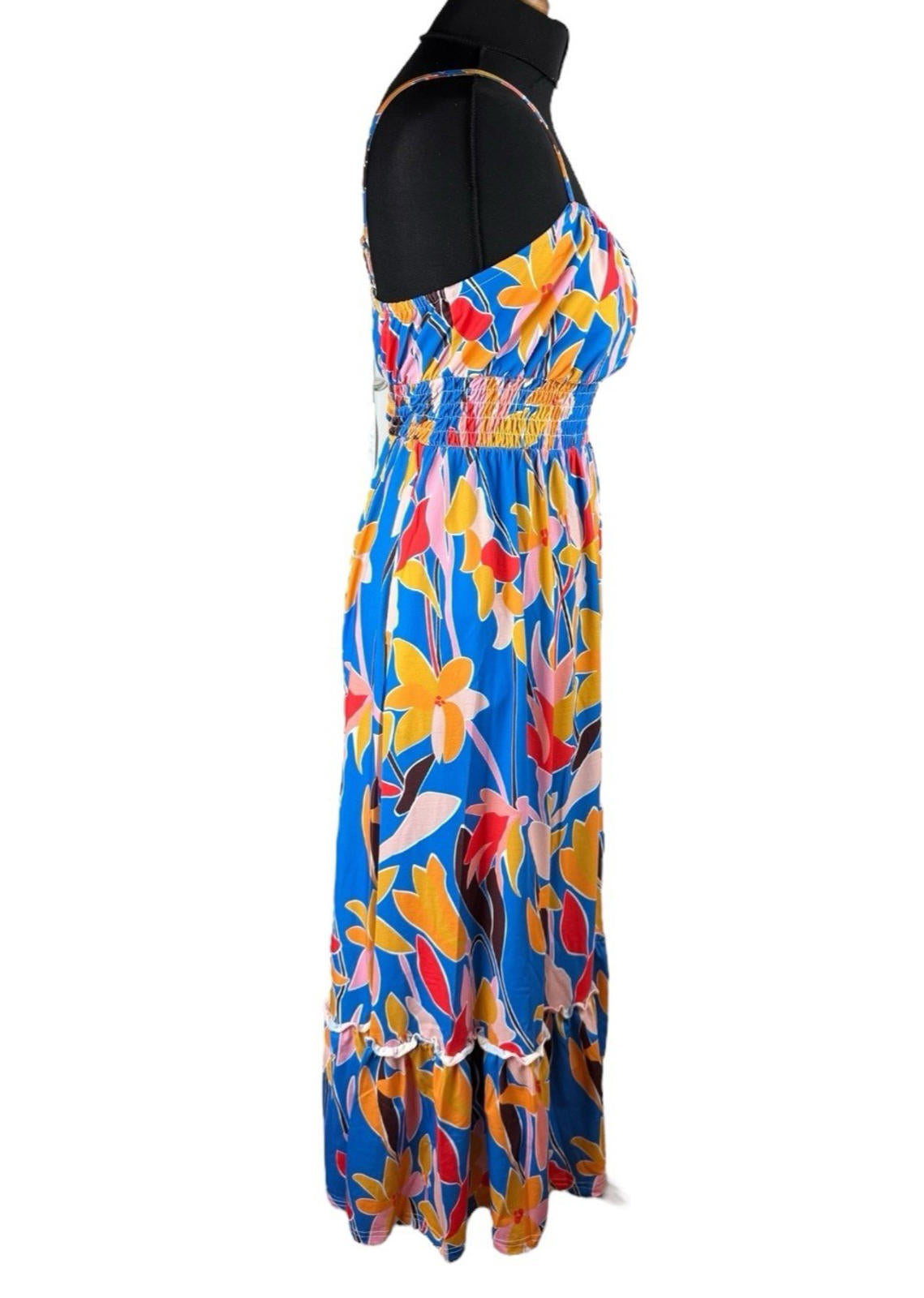 Grace Karin Maxi Dress Women’s UK Size S Bright Floral Smocked Summer