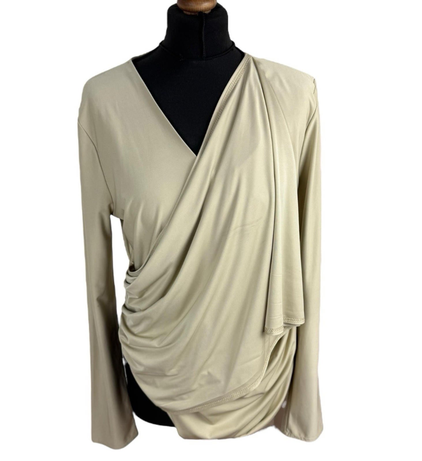 Red Label Beige Layered Top Slimming Long Sleeve Stretch Women’s UK Size S