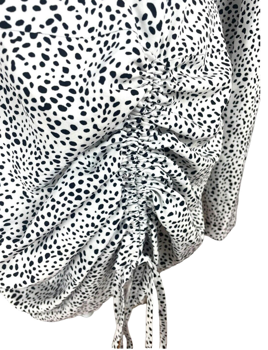 PLT Dalmatian Print Ruched Mini Dress Women’s UK Size 16 Square Neck Scoop Back