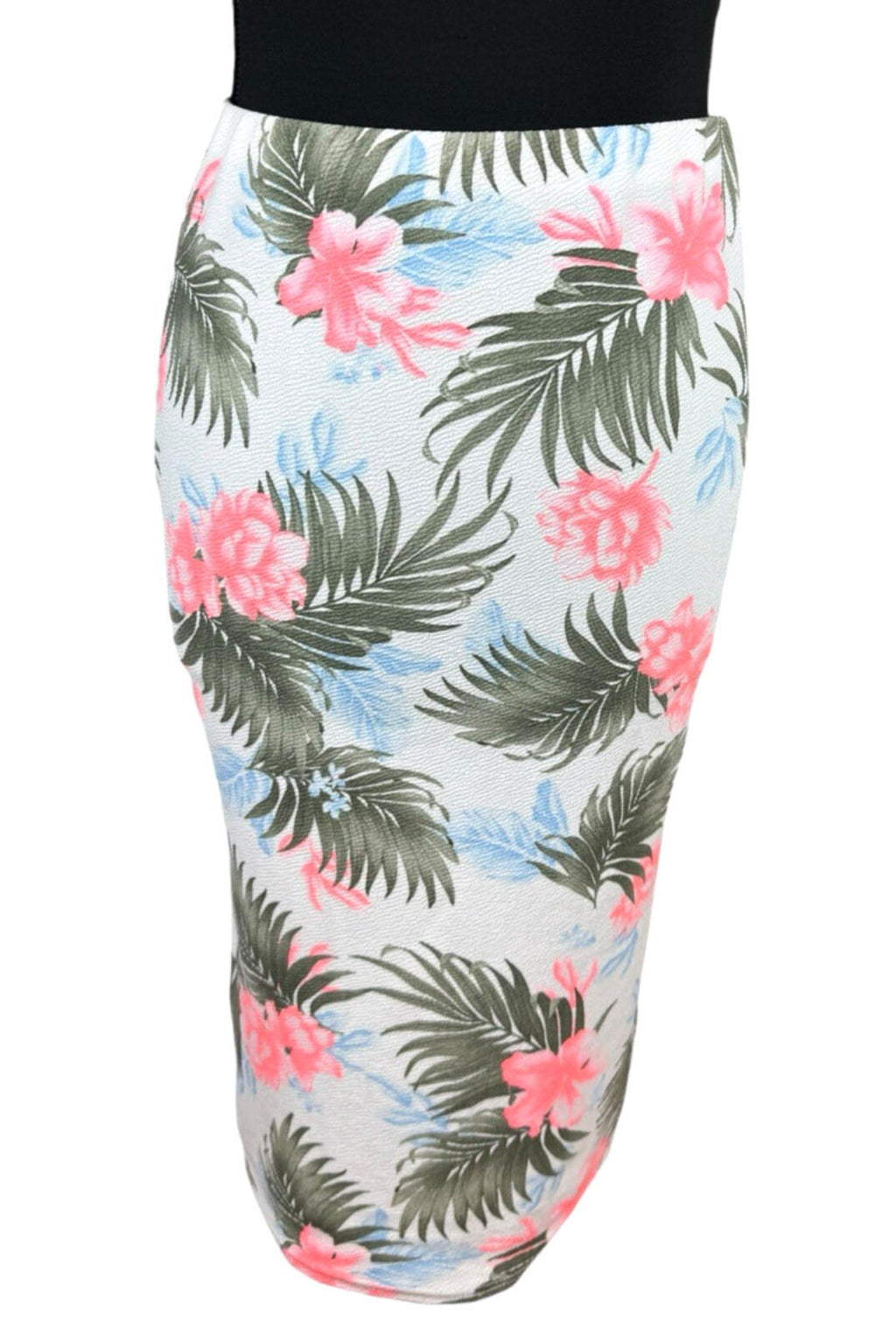 New Look Pencil Skirt Women’s UK Size 10 High Waist Stretch Tropical Print
