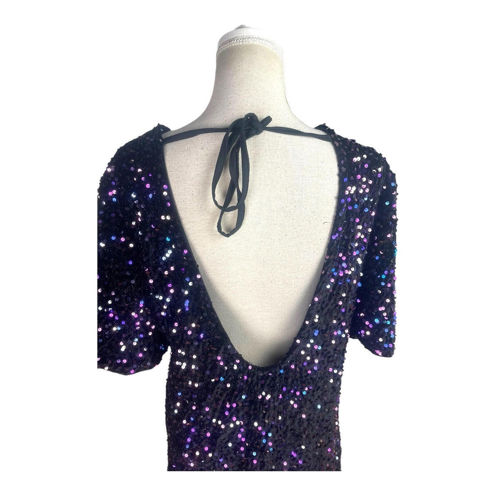 Full Sequin Party Mini Dress Backless Women’s UK Size L (12-14)
