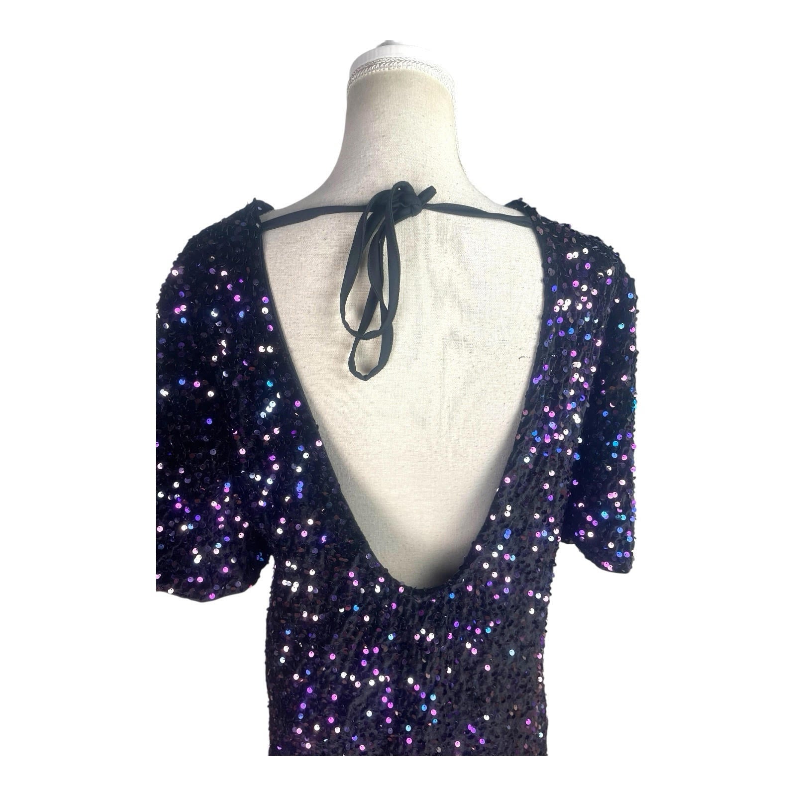 Full Sequin Party Mini Dress Backless Women’s UK Size L (12-14)