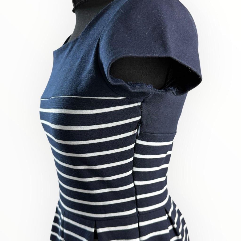 La Redoute Skater Dress Women’s UK Size Square Neck Mini Navy White Stripe