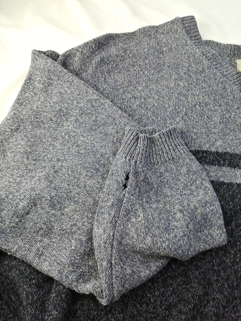 Eddie Bauer Grey Navy Knit Sweatshirt Jumper Men's Size XL Pullover