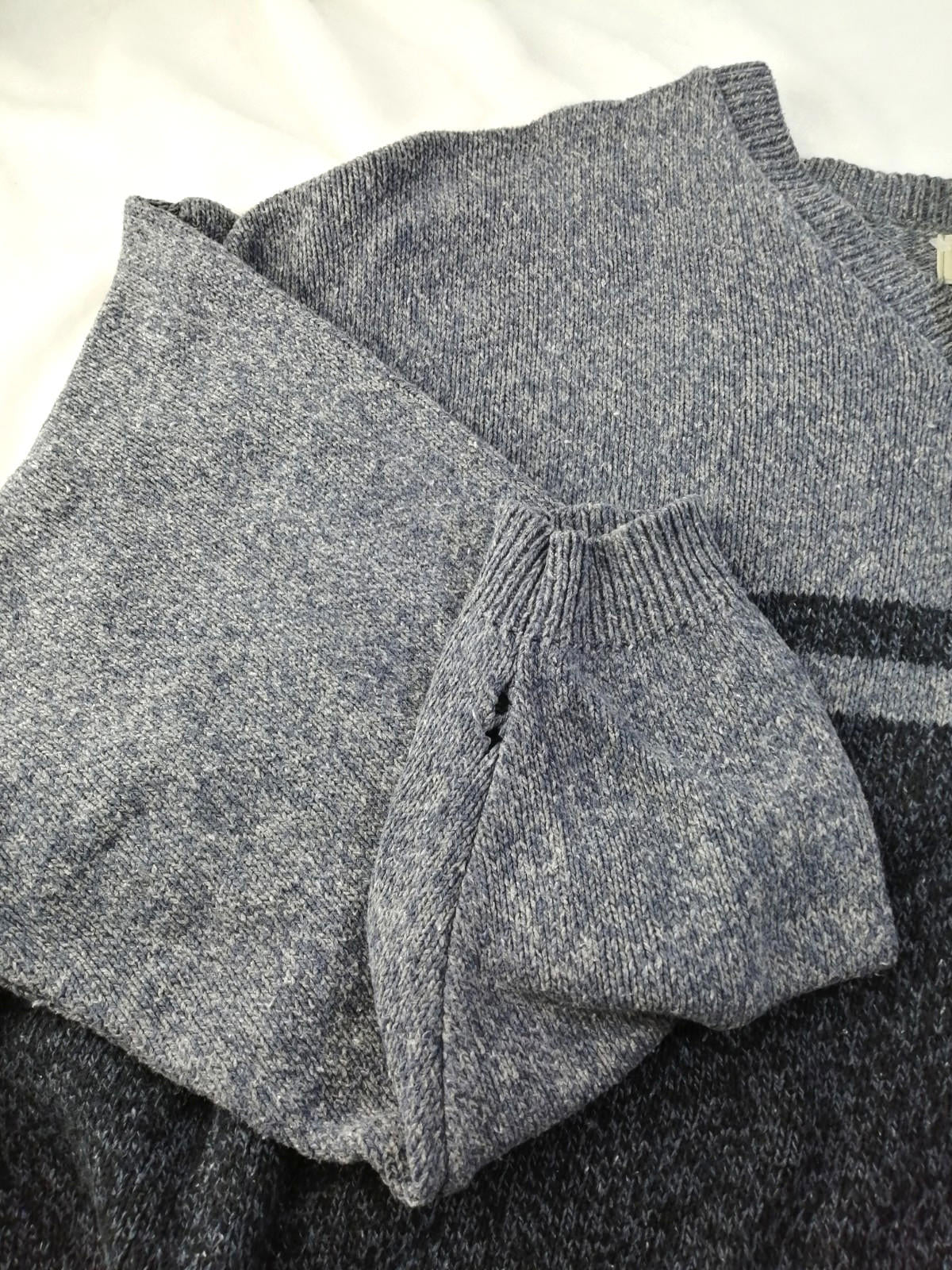 Eddie Bauer Grey Navy Knit Sweatshirt Jumper Men's Size XL Pullover