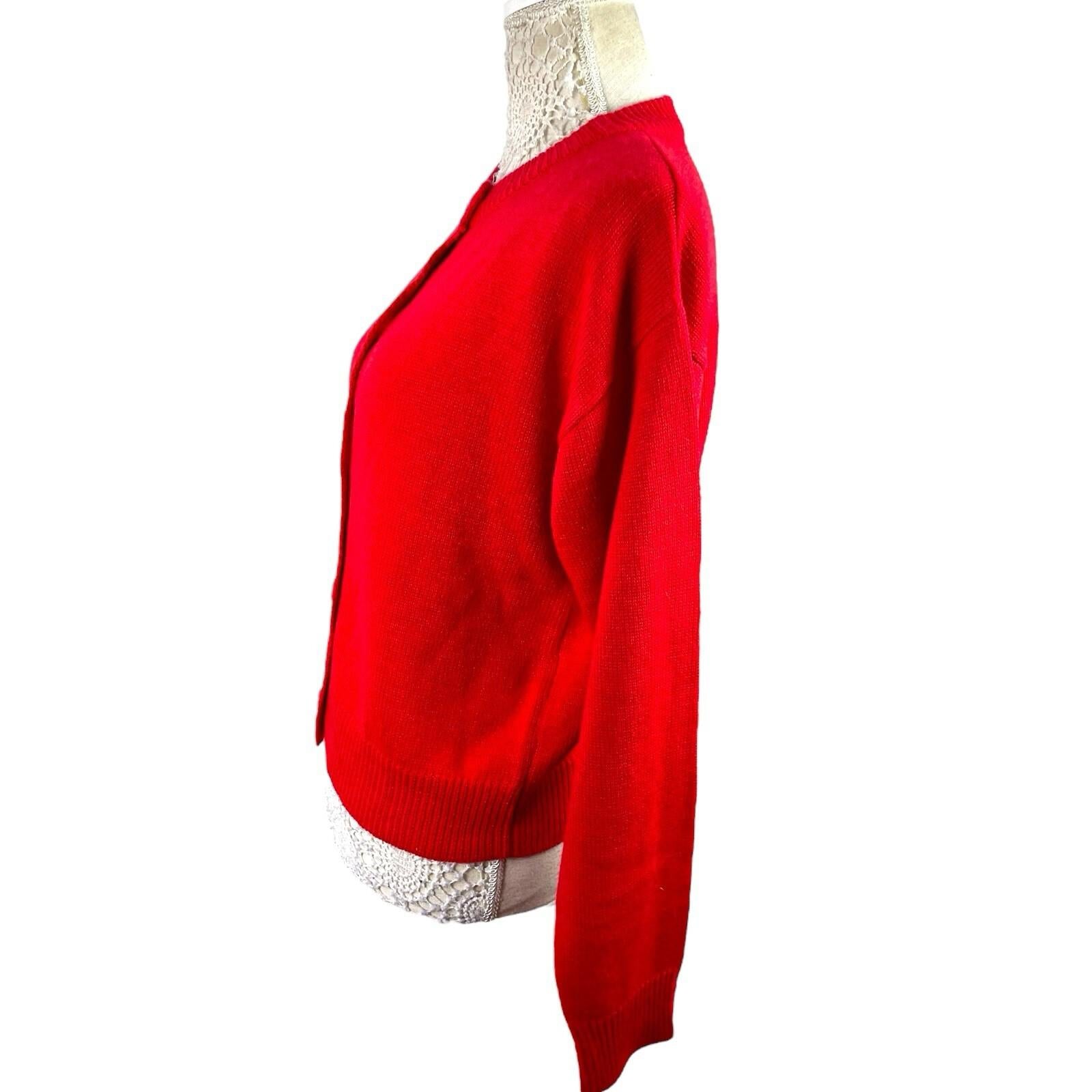Pretty Little Thing Red Tight Knit Cardigan Button Fastening Women’s UK Size S