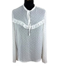 Limited Edition White Chiffon Blouse Polka Dot Tie Neck Women’s UK Size 12
