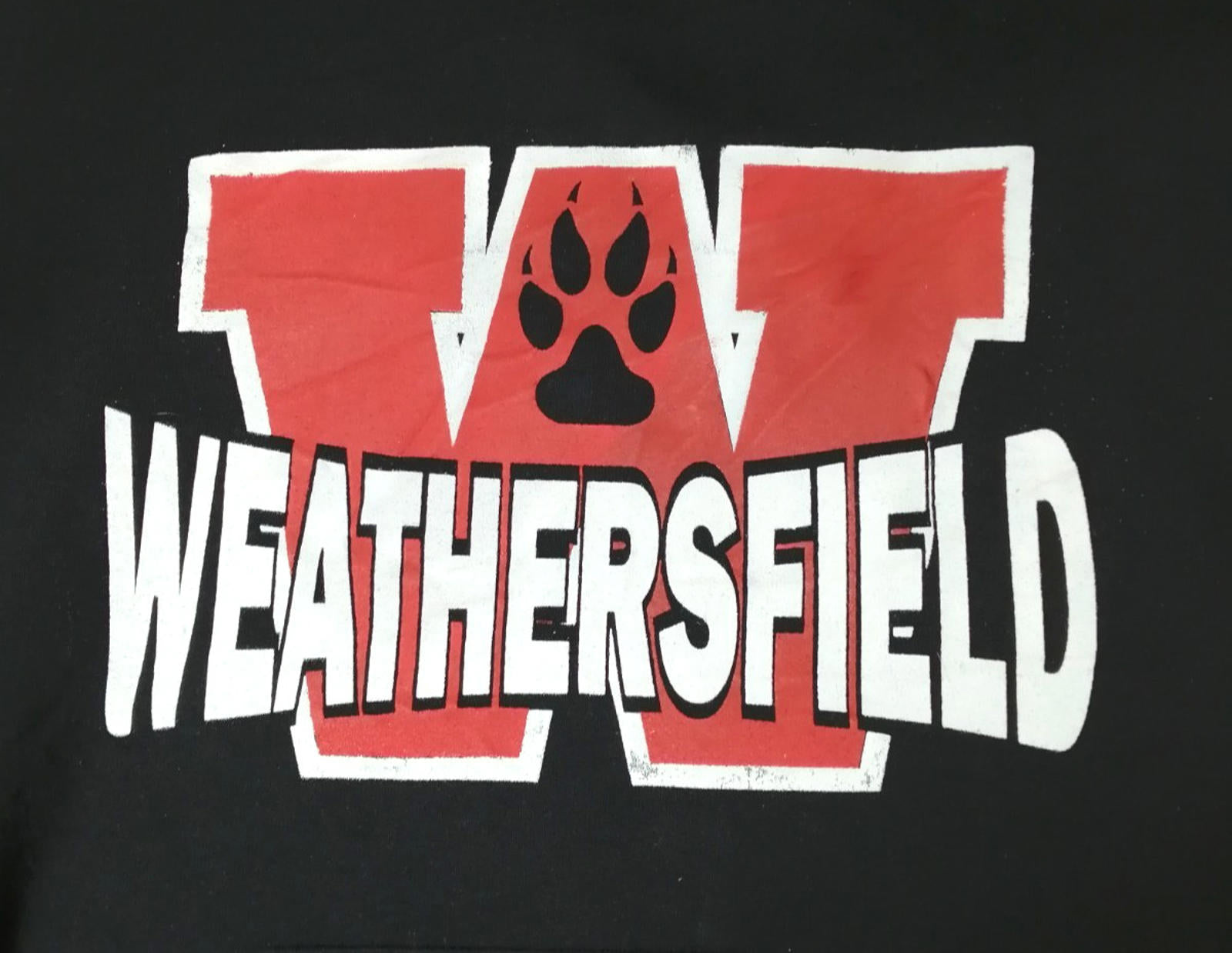 Weathersfield School Sports Hoodie Men's Size S Black Jersey Hooded Pockets