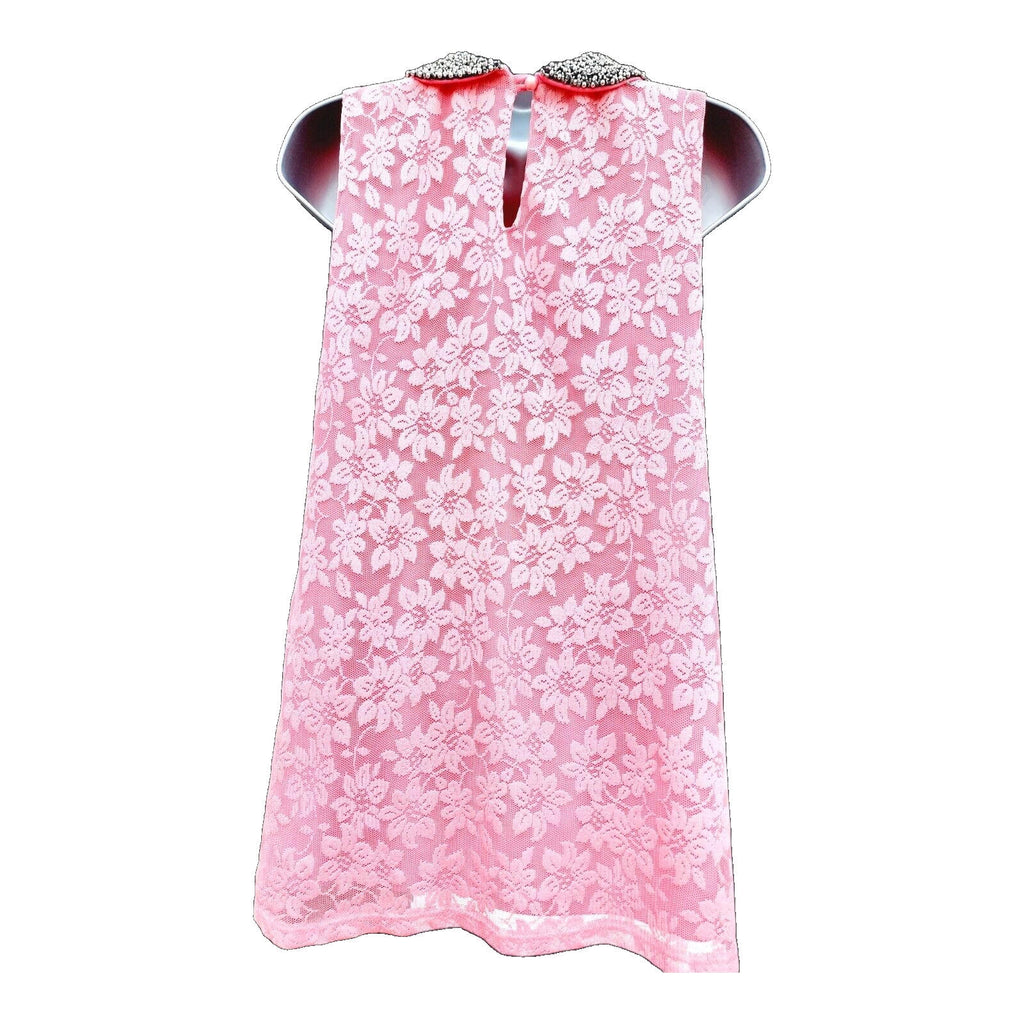 Select Mini Dress Women's UK Size 10 Pink Floral Lace Overlay Embellished Collar